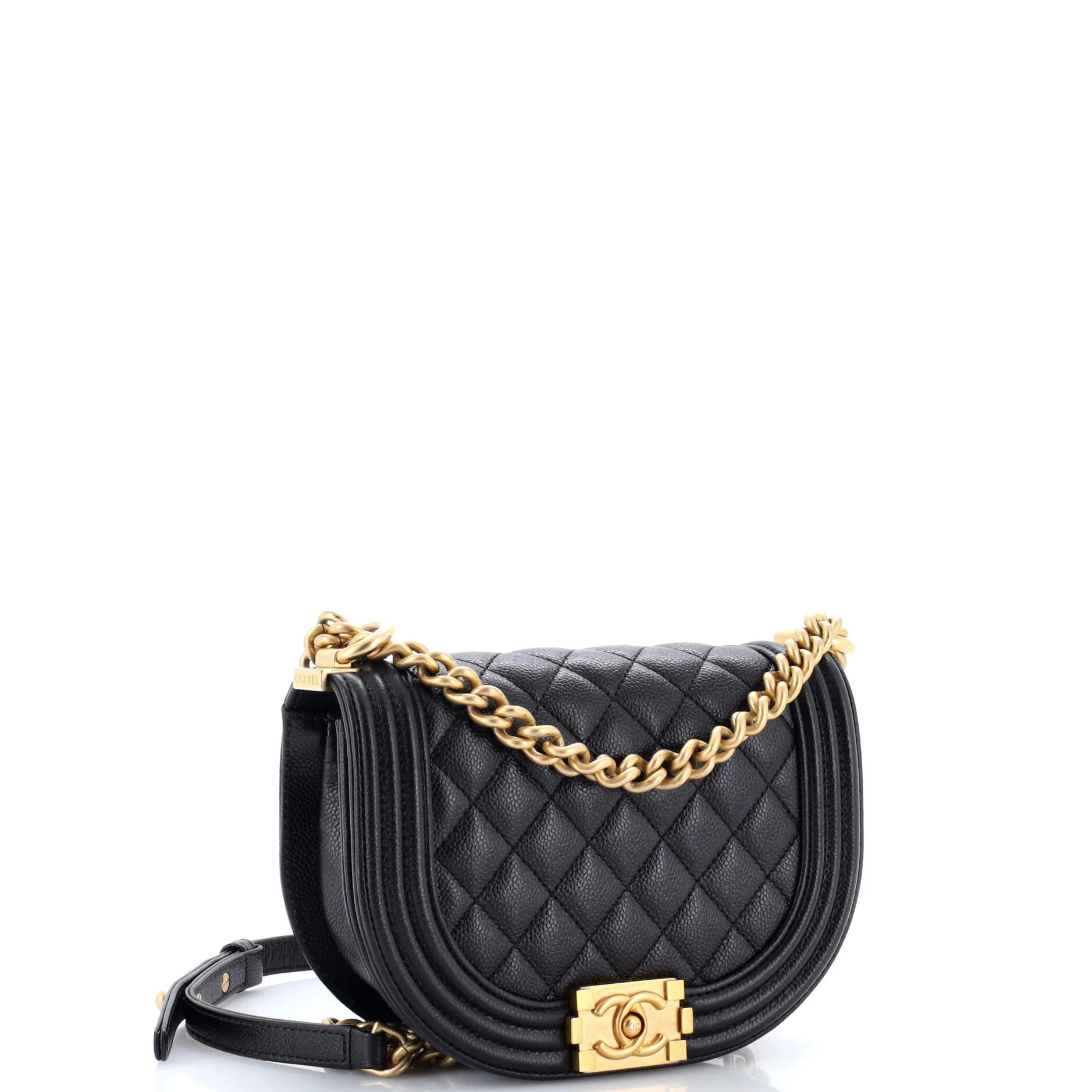 Boy Curved Messenger Bag Quilted Caviar Small - Image 2