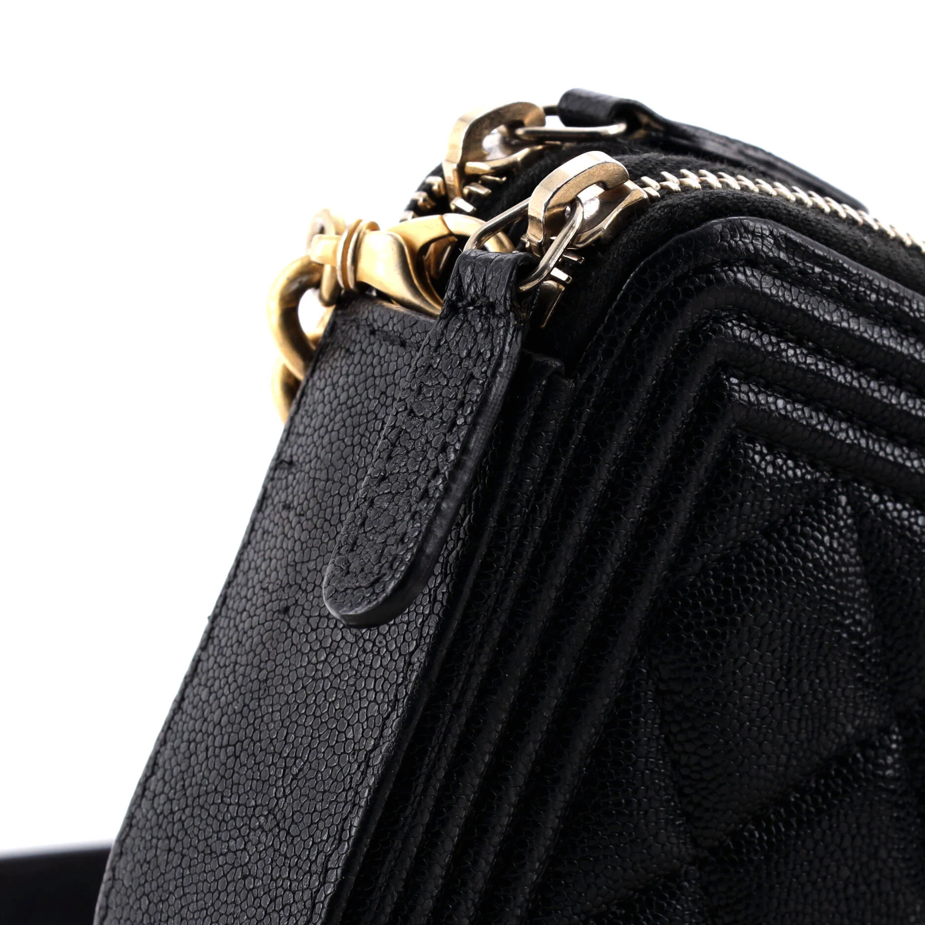 Boy Double Zip Clutch with Chain Quilted Caviar - Image 7