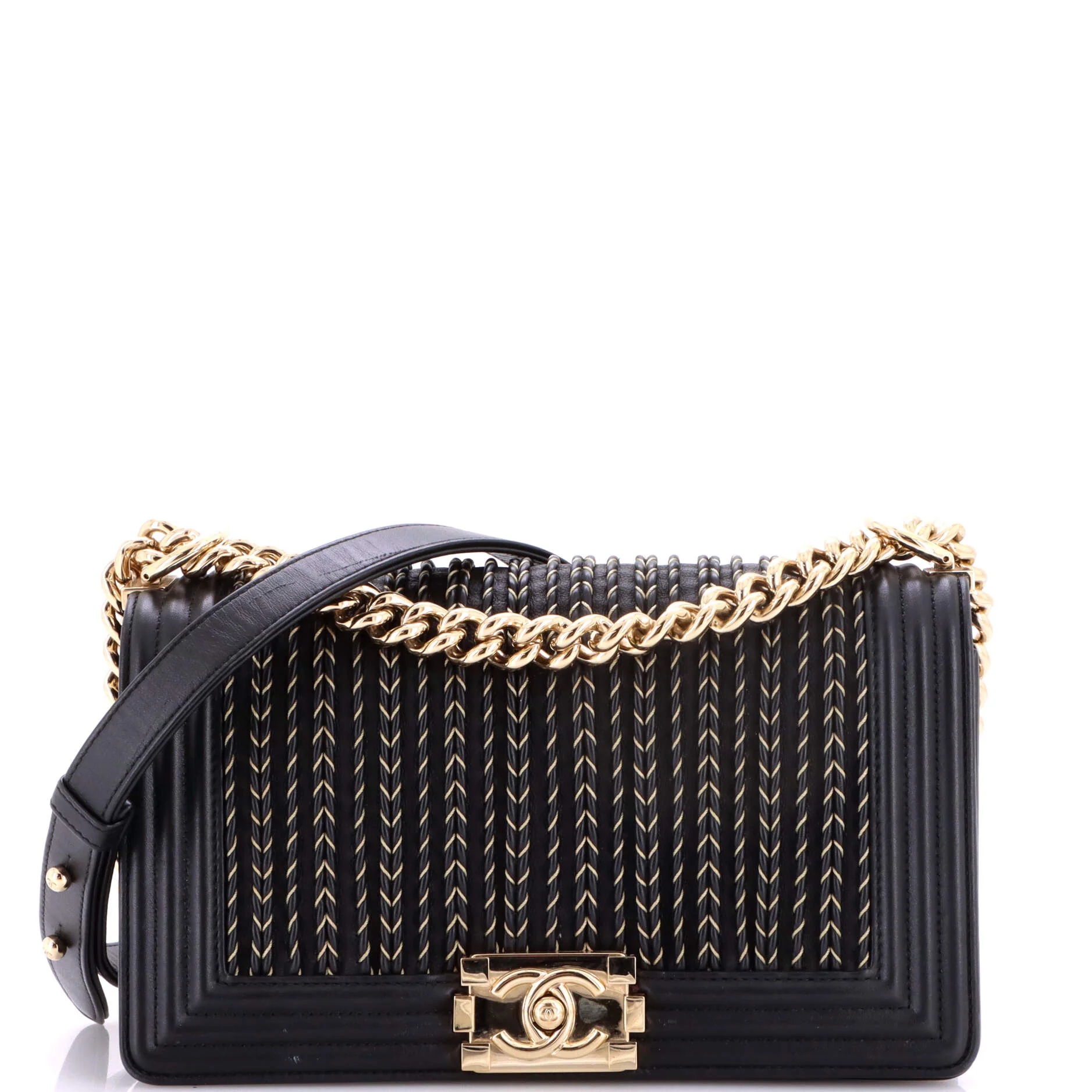 Boy Flap Bag Braided Woven Lambskin Old Medium