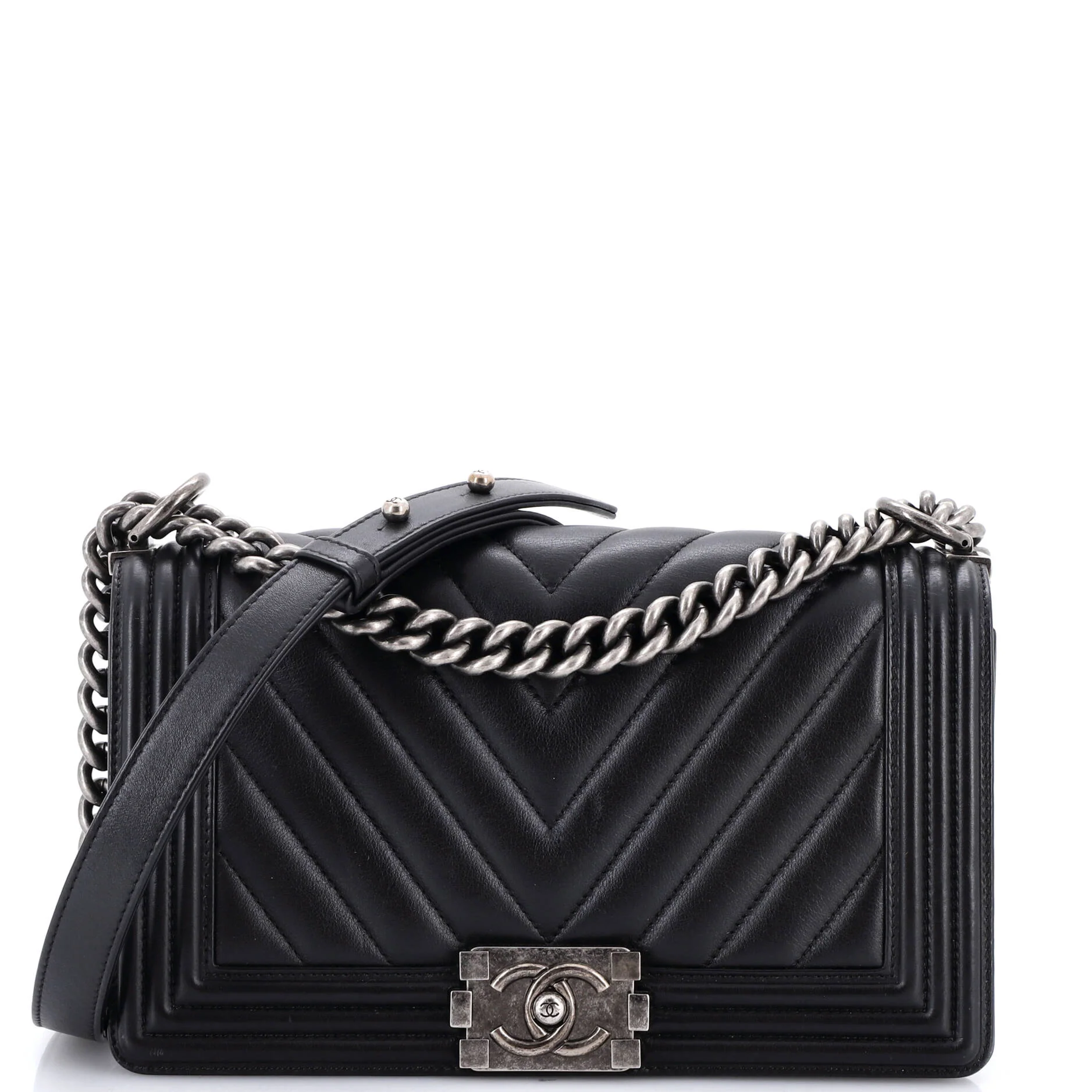 Boy Flap Bag Chevron Calfskin Old Medium