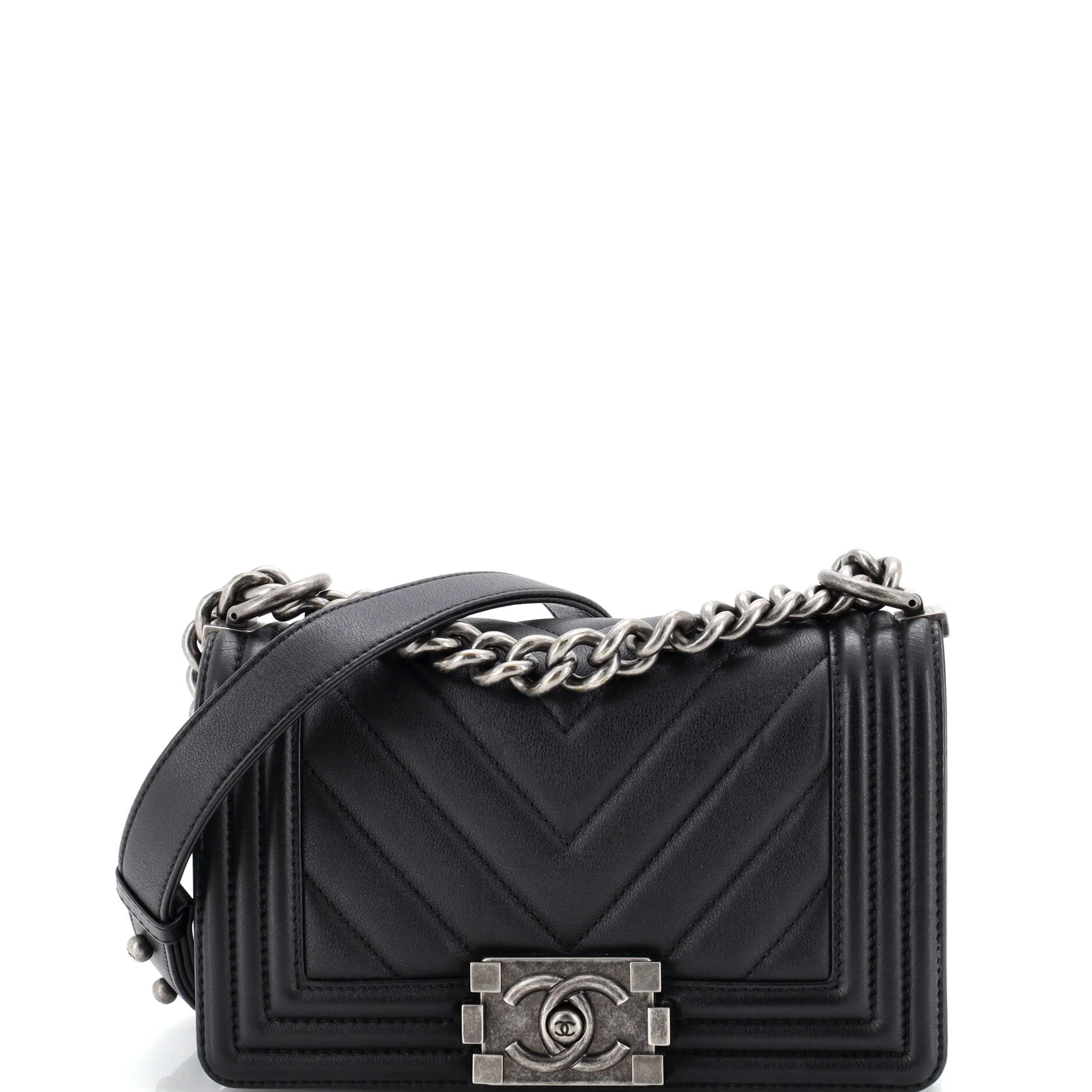 Boy Flap Bag Chevron Calfskin Small
