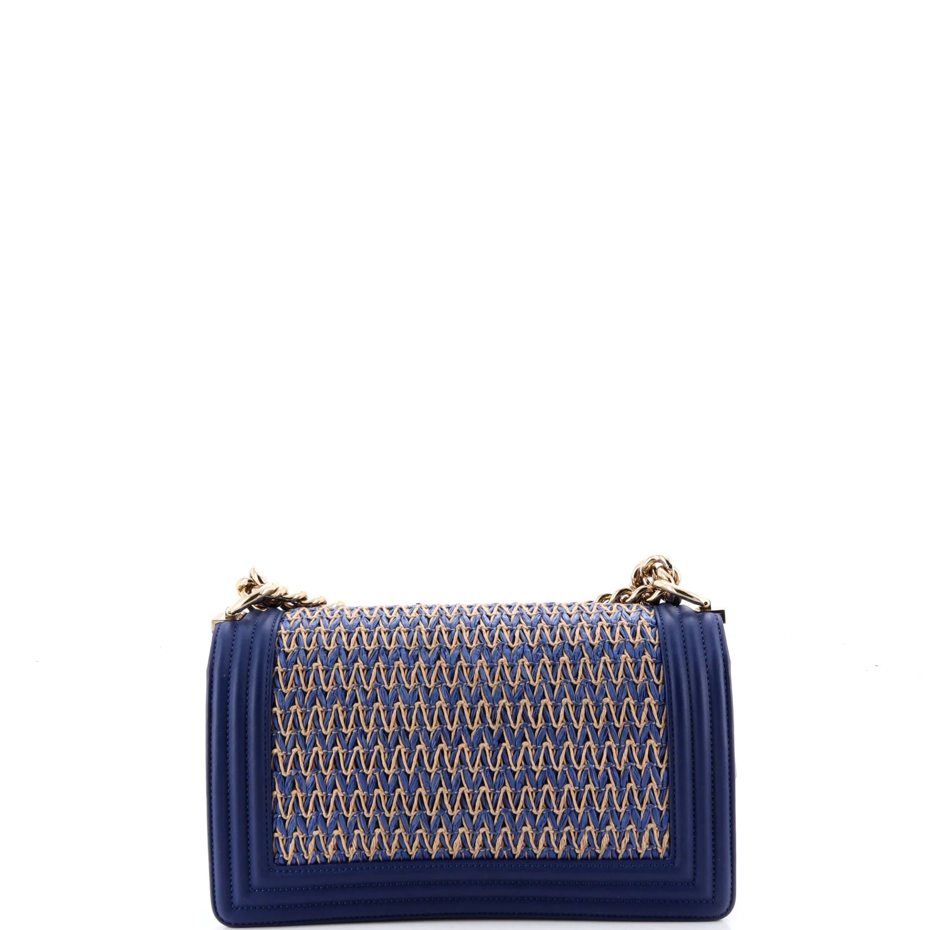 Boy Flap Bag Chevron Woven Raffia and Leather Old Medium - Image 3