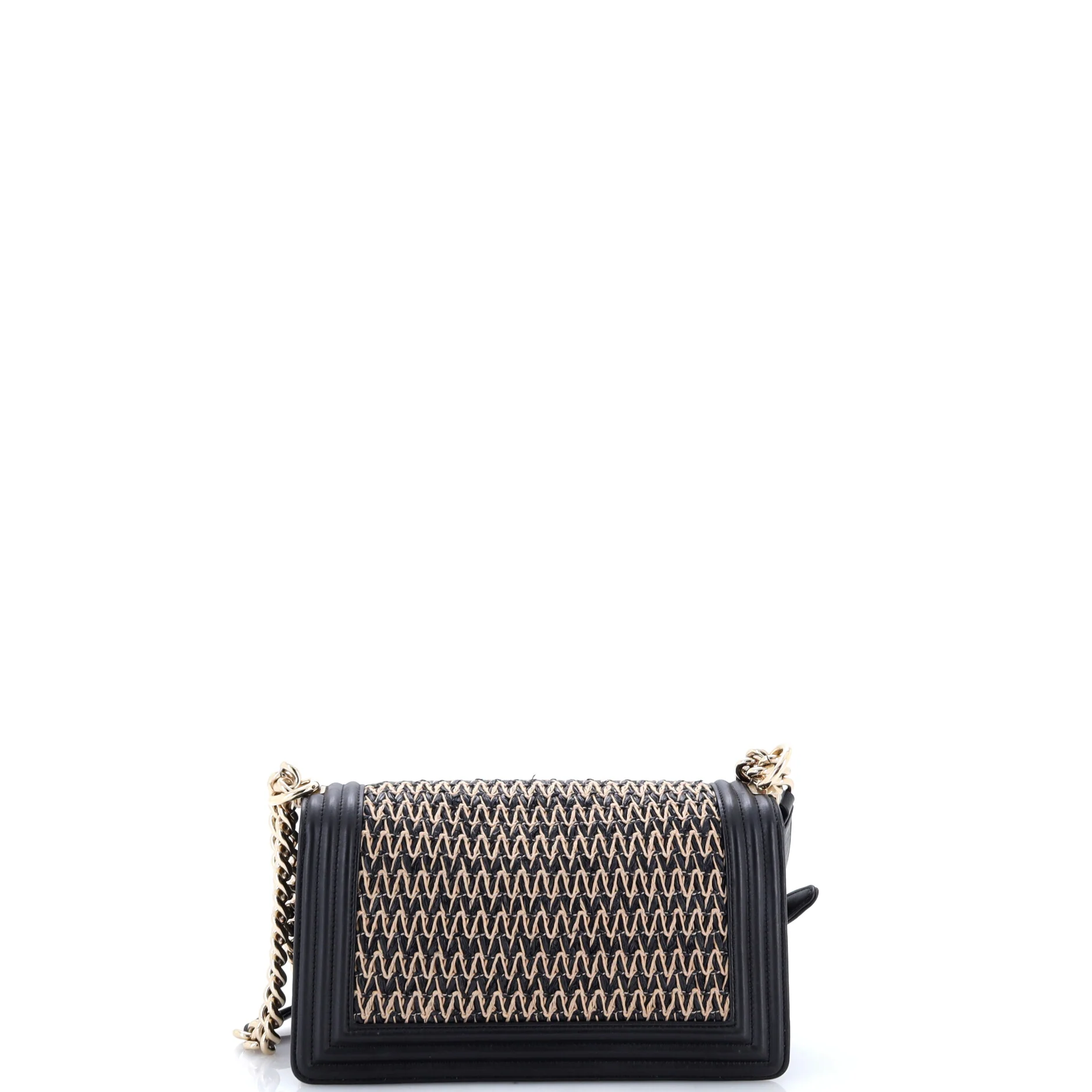 Boy Flap Bag Chevron Woven Raffia and Leather Old Medium - Image 3