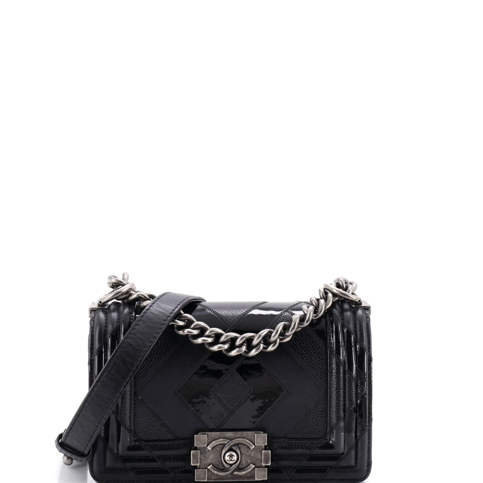 Boy Flap Bag Patchwork Caviar, Patent and Calfskin Small
