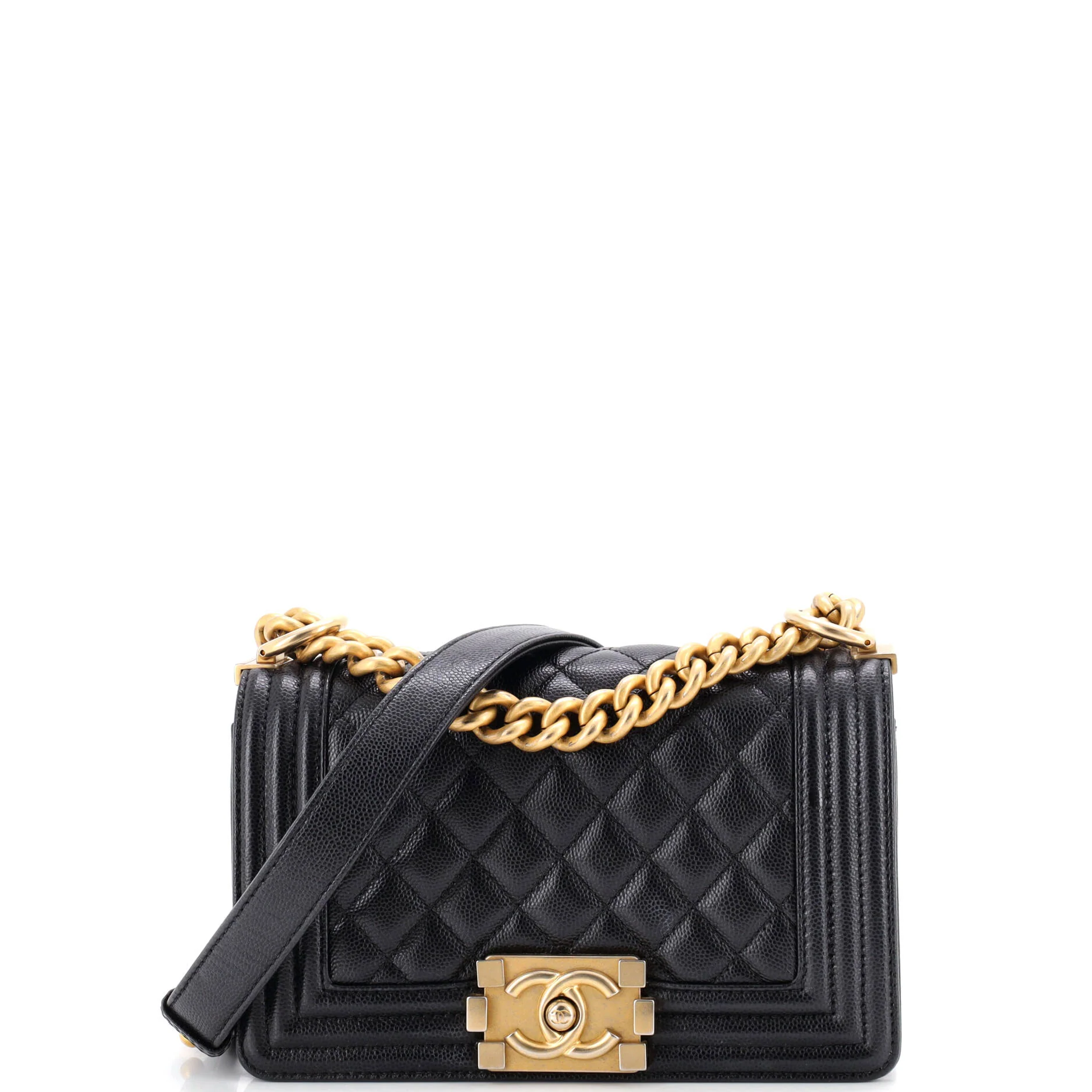 Boy Flap Bag Quilted Caviar Small