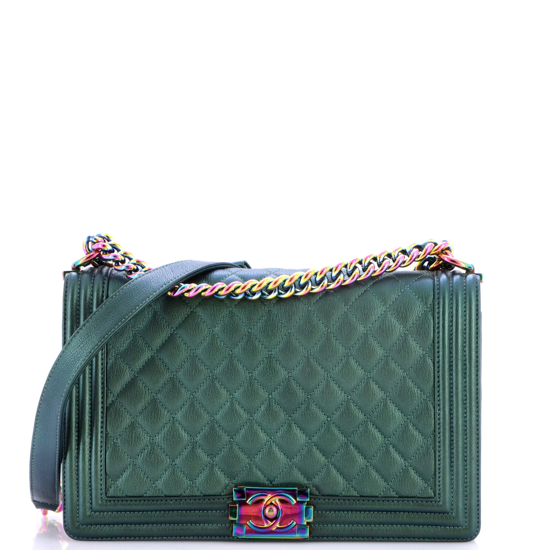 Boy Flap Bag Quilted Iridescent Goatskin New Medium