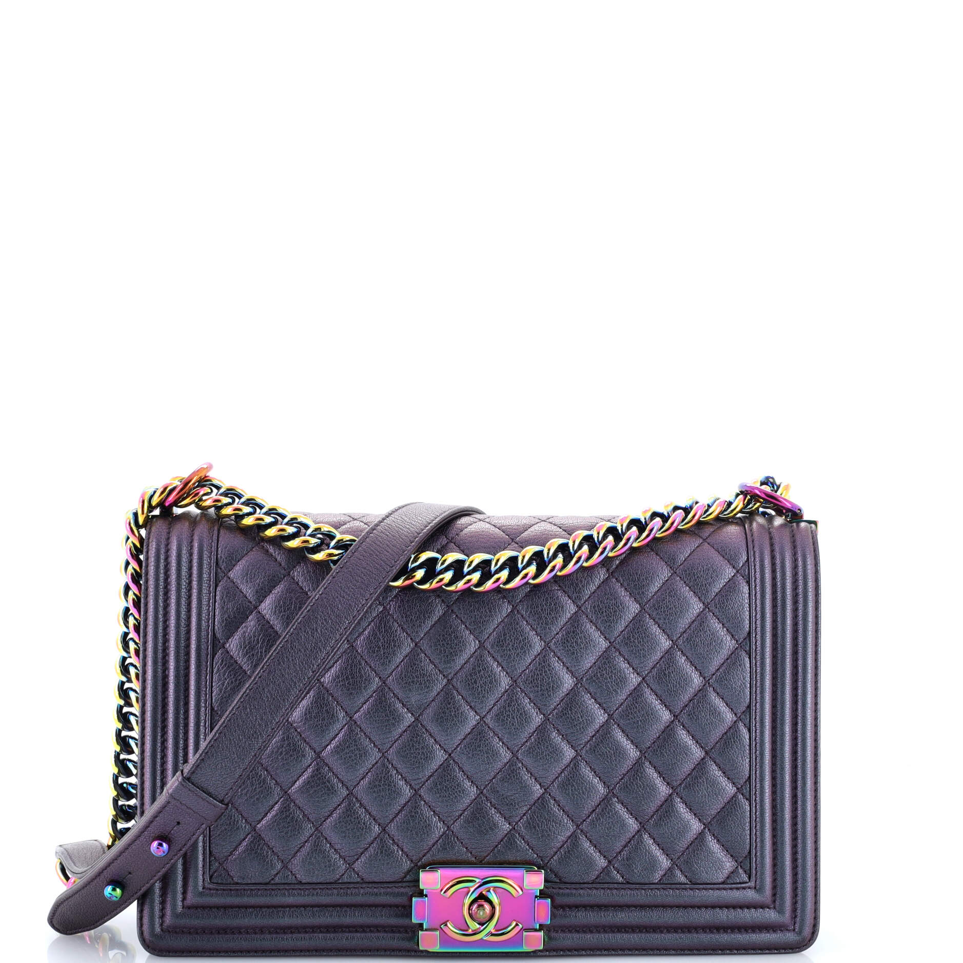 Boy Flap Bag Quilted Iridescent Goatskin New Medium
