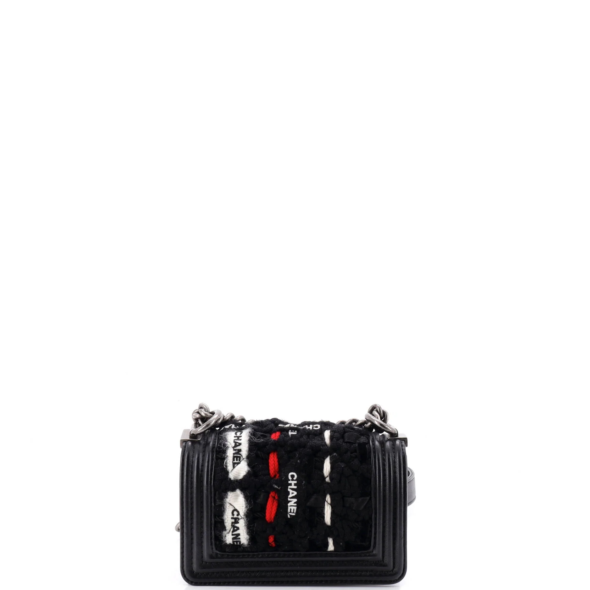 Boy Flap Bag Quilted Logo Ribbon and Tweed Small - Image 3