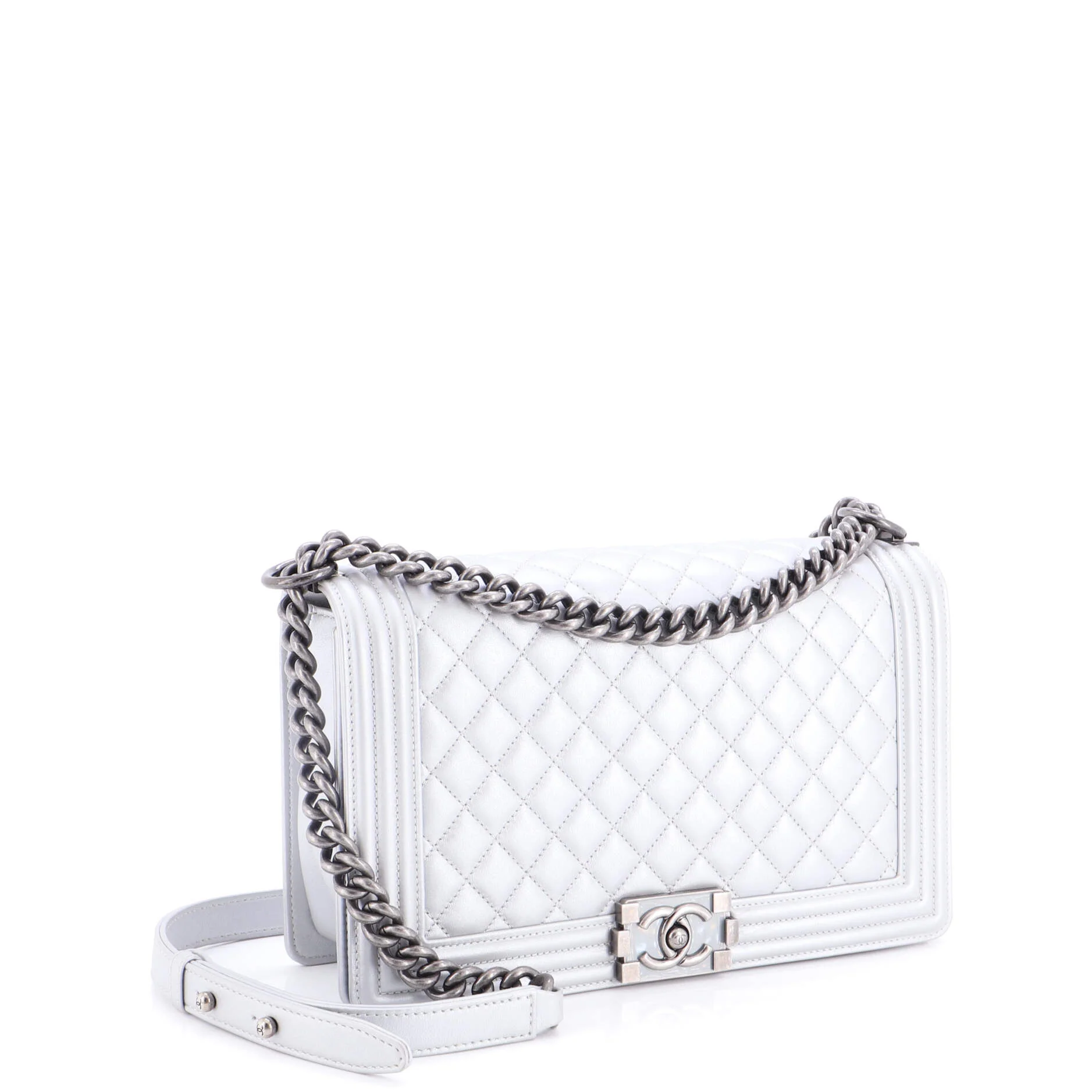 Boy Flap Bag Quilted Metallic Calfskin New Medium - Image 3