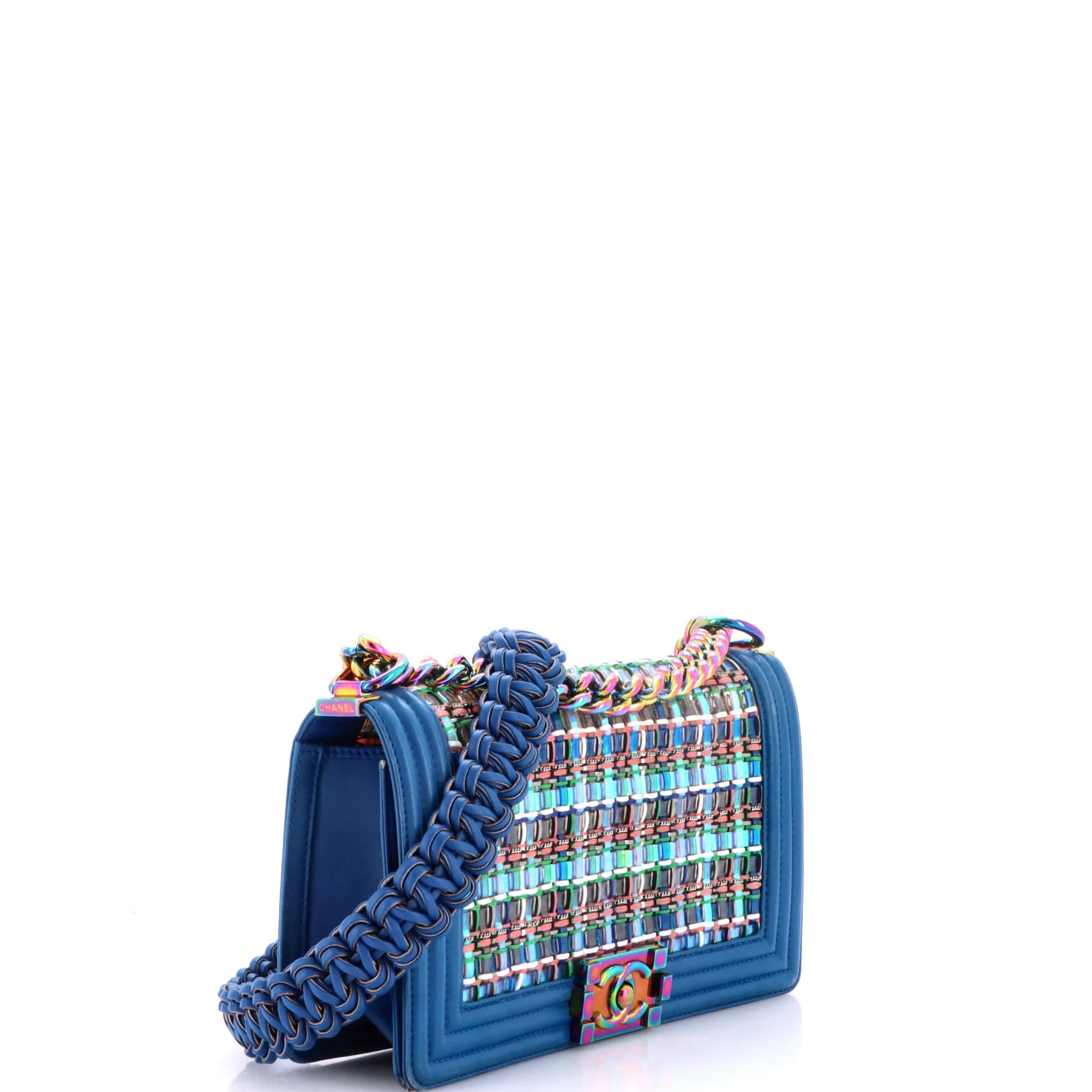 Boy Flap Bag Woven PVC with Lambskin Old Medium - Image 3