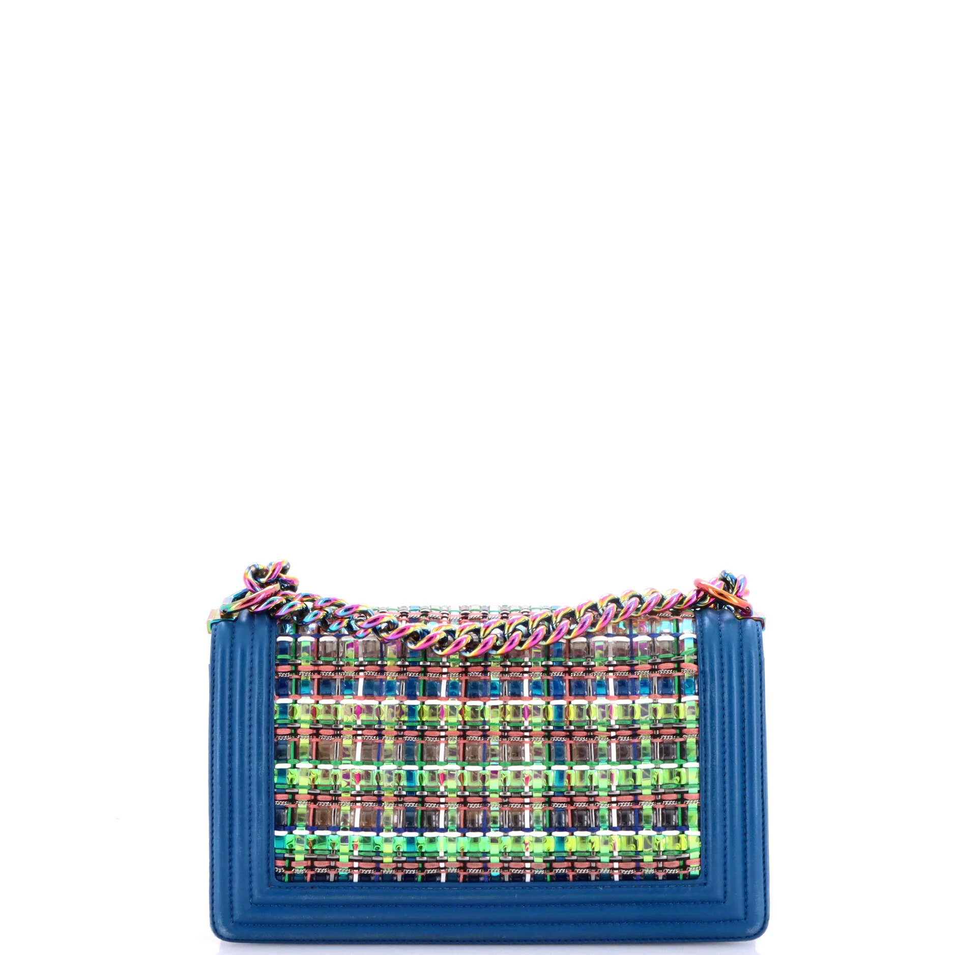 Boy Flap Bag Woven PVC with Lambskin Old Medium - Image 4