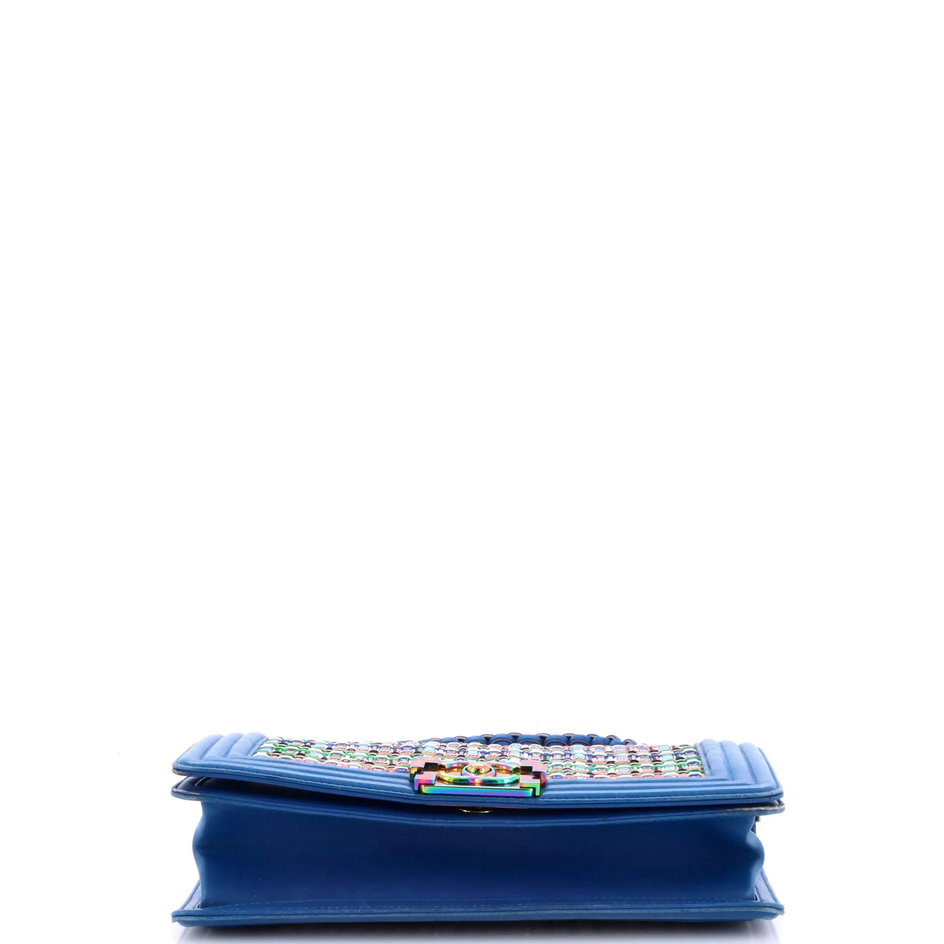 Boy Flap Bag Woven PVC with Lambskin Old Medium - Image 5