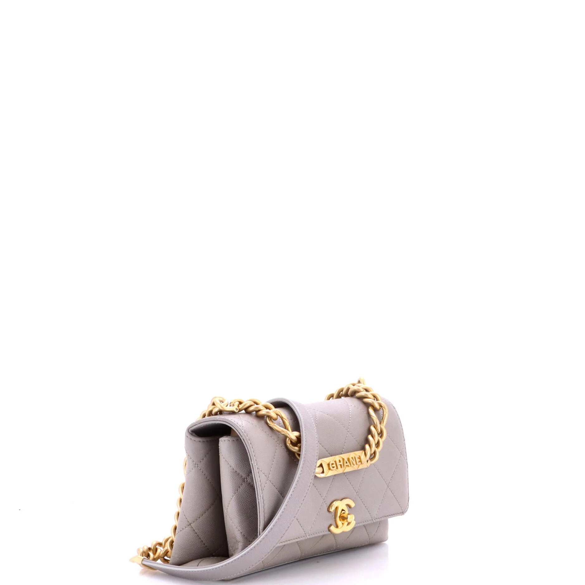 Bracelet On Chain Flap Bag Quilted Caviar Mini - Image 2