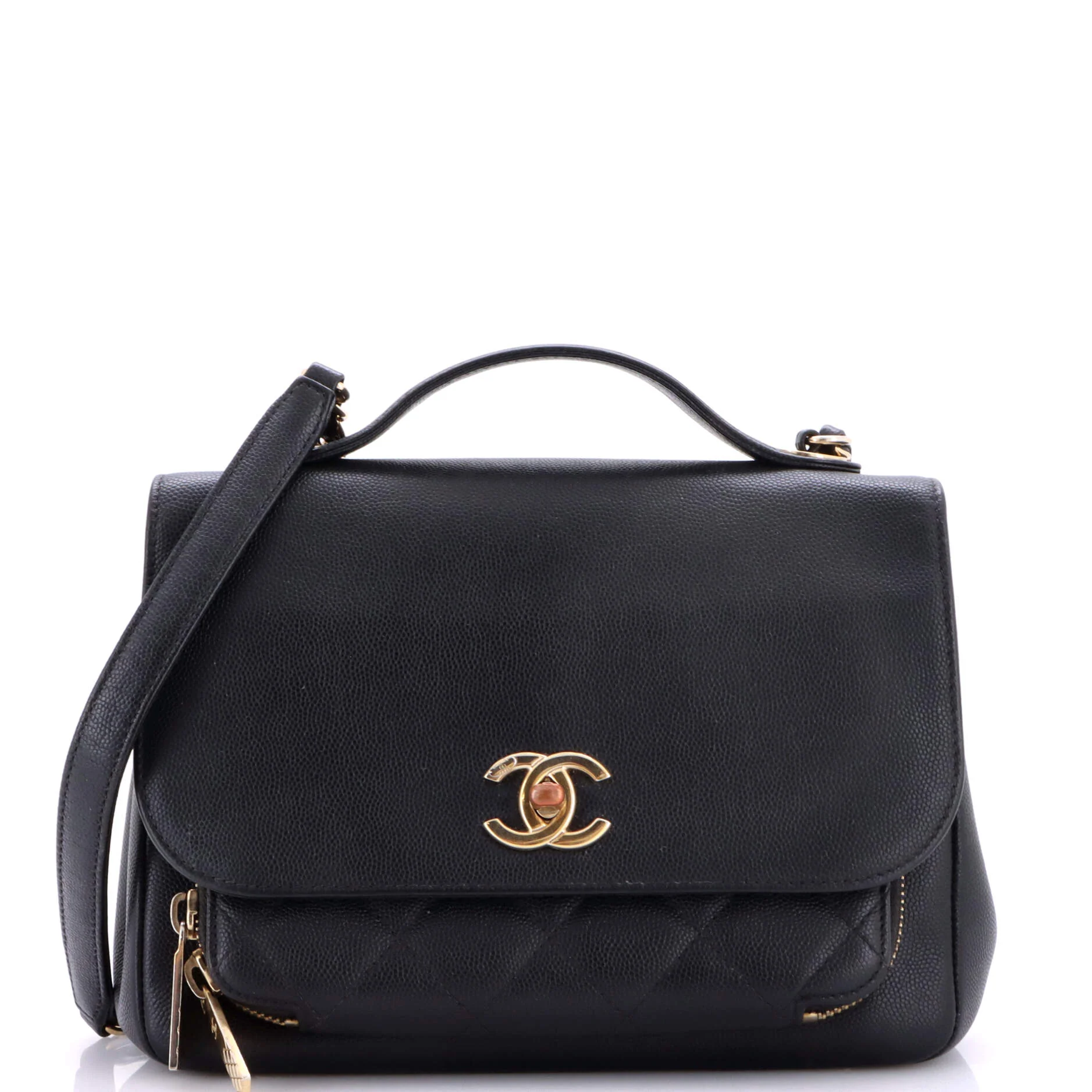 Business Affinity Flap Bag Quilted Caviar Small