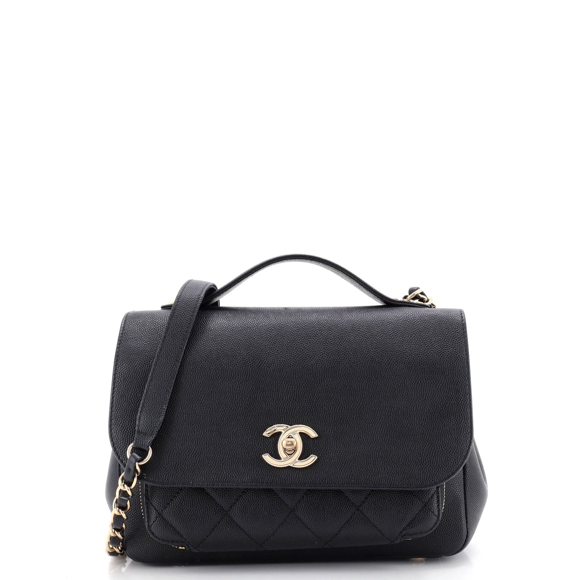 Business Affinity Flap Bag Quilted Caviar Small