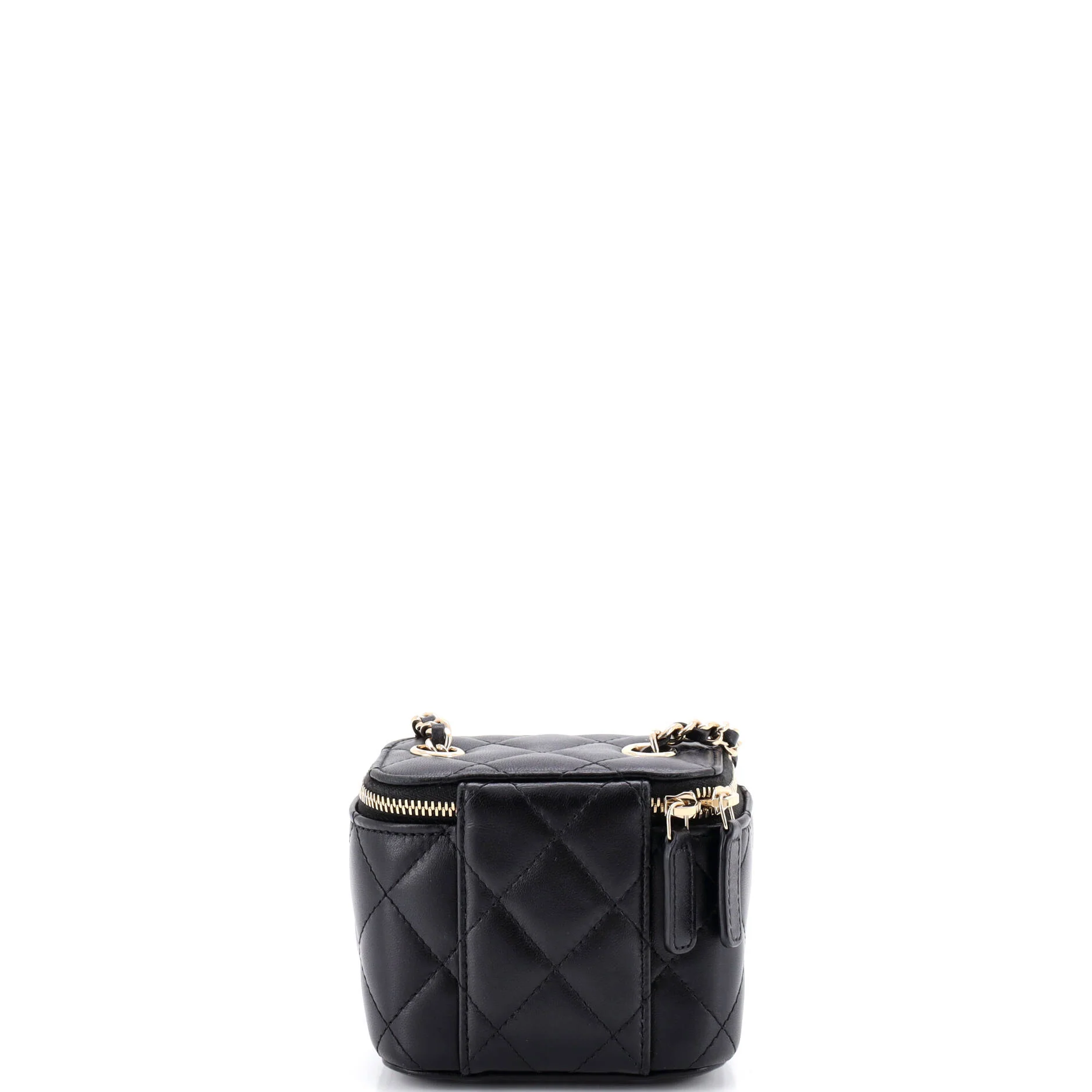 Camellia Bow Vanity Case with Chain Quilted Lambskin Mini - Image 4