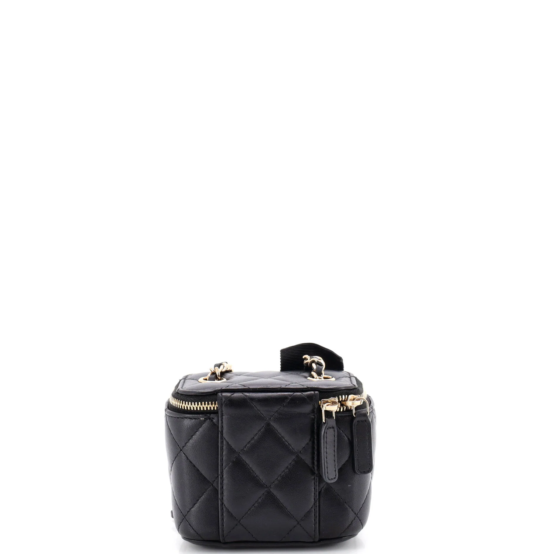 Camellia Bow Vanity Case with Chain Quilted Lambskin Mini - Image 3