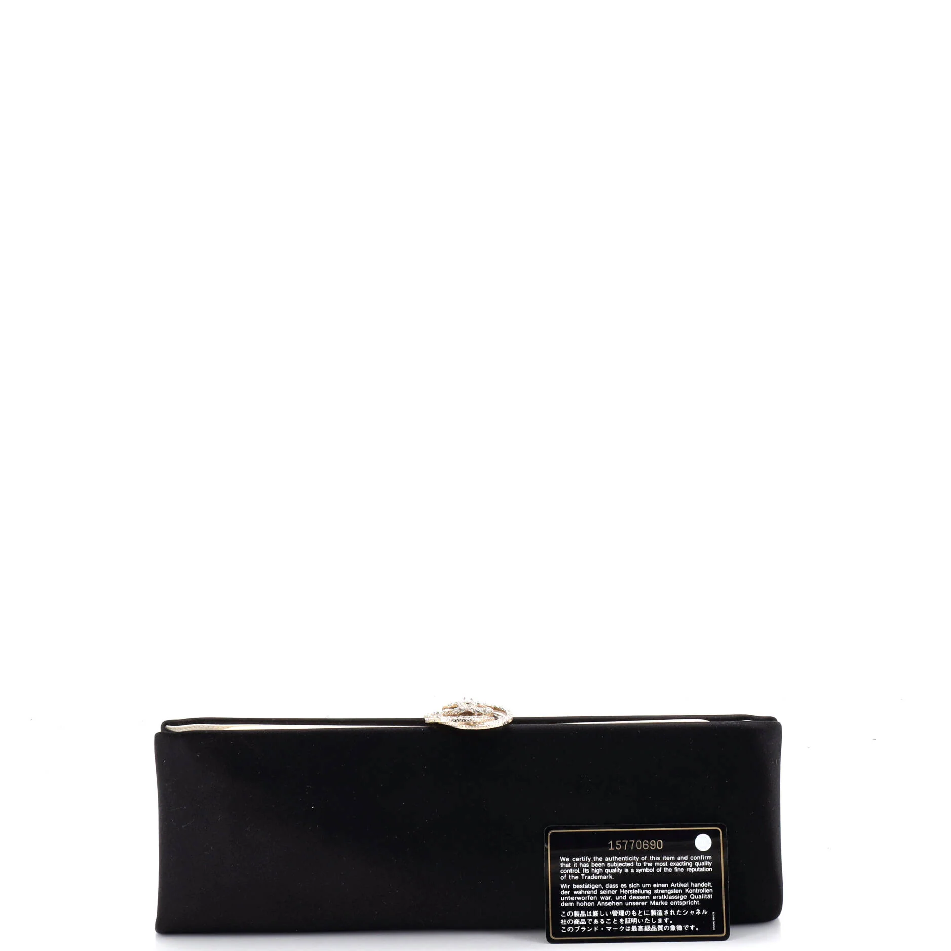 Camellia Clasp Clutch Satin with Crystals Long - Image 2