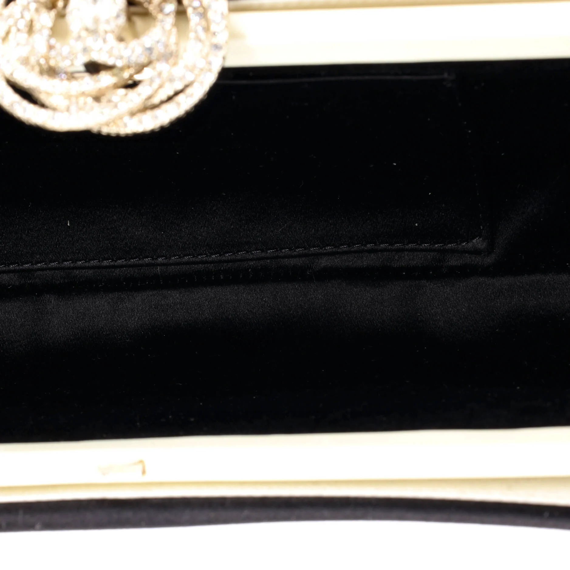 Camellia Clasp Clutch Satin with Crystals Long - Image 6