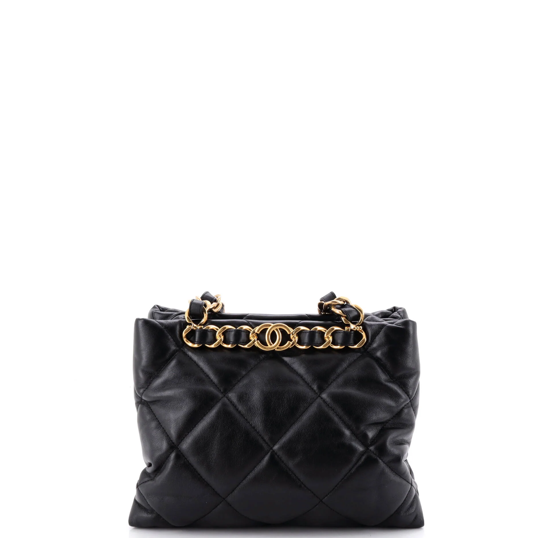 CC Bar Chain Handle Shopping Tote Quilted Lambskin Small - Image 3