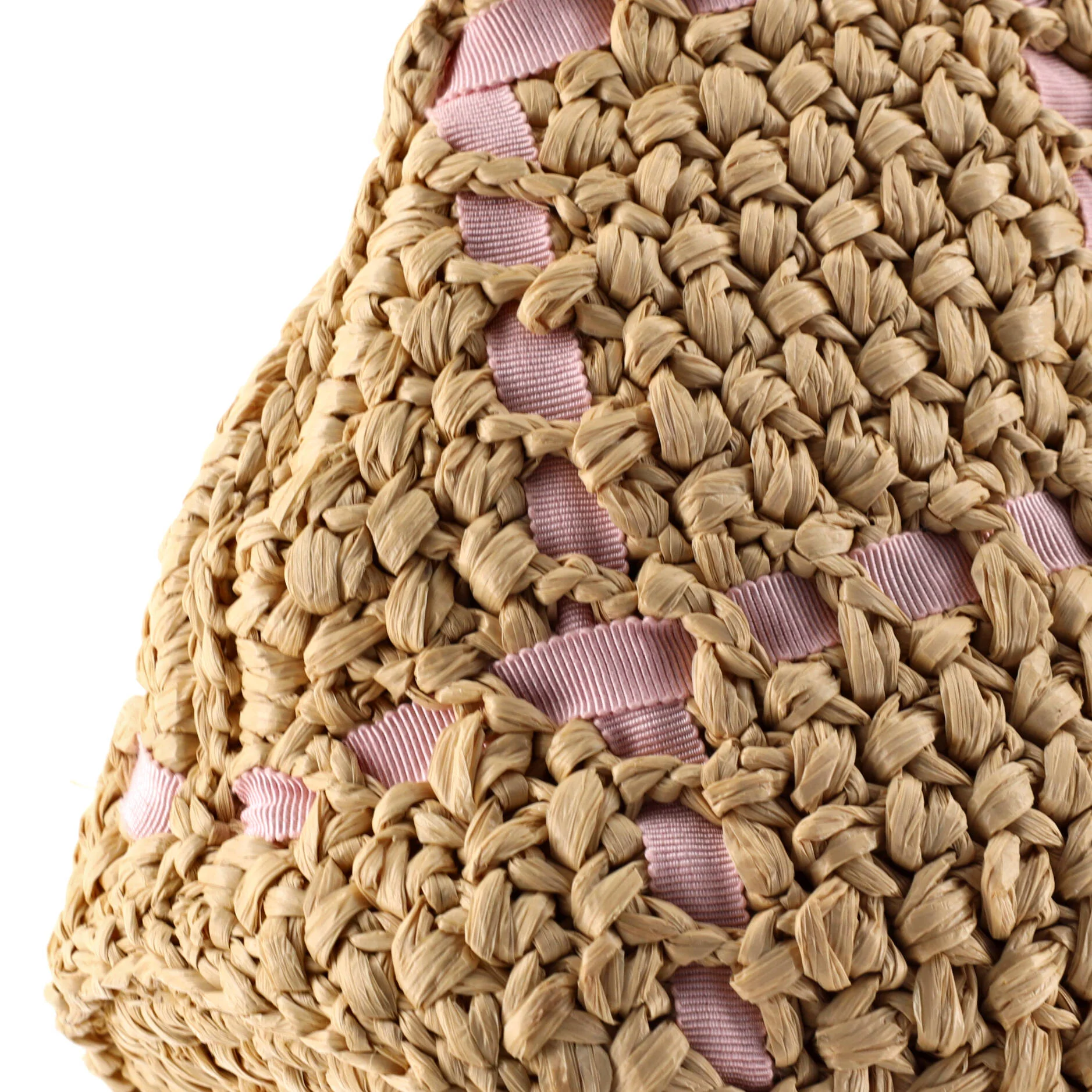 CC Braided Shopping Tote Raffia with Grosgrain Small - Image 6