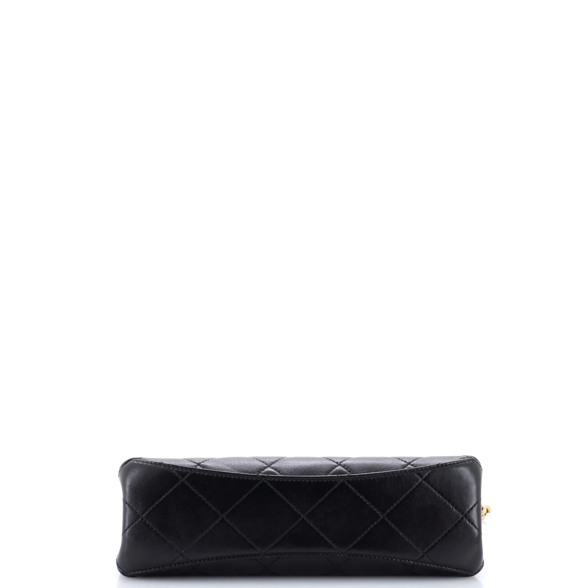 CC Chain Bar Handle Shopping Bag Quilted Shiny Lambskin Small - Image 4