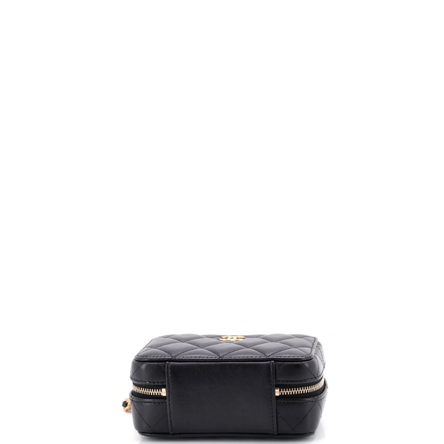 CC Chain Handle Zip Around Vanity Case with Chain Quilted Lambskin Mini - Image 4