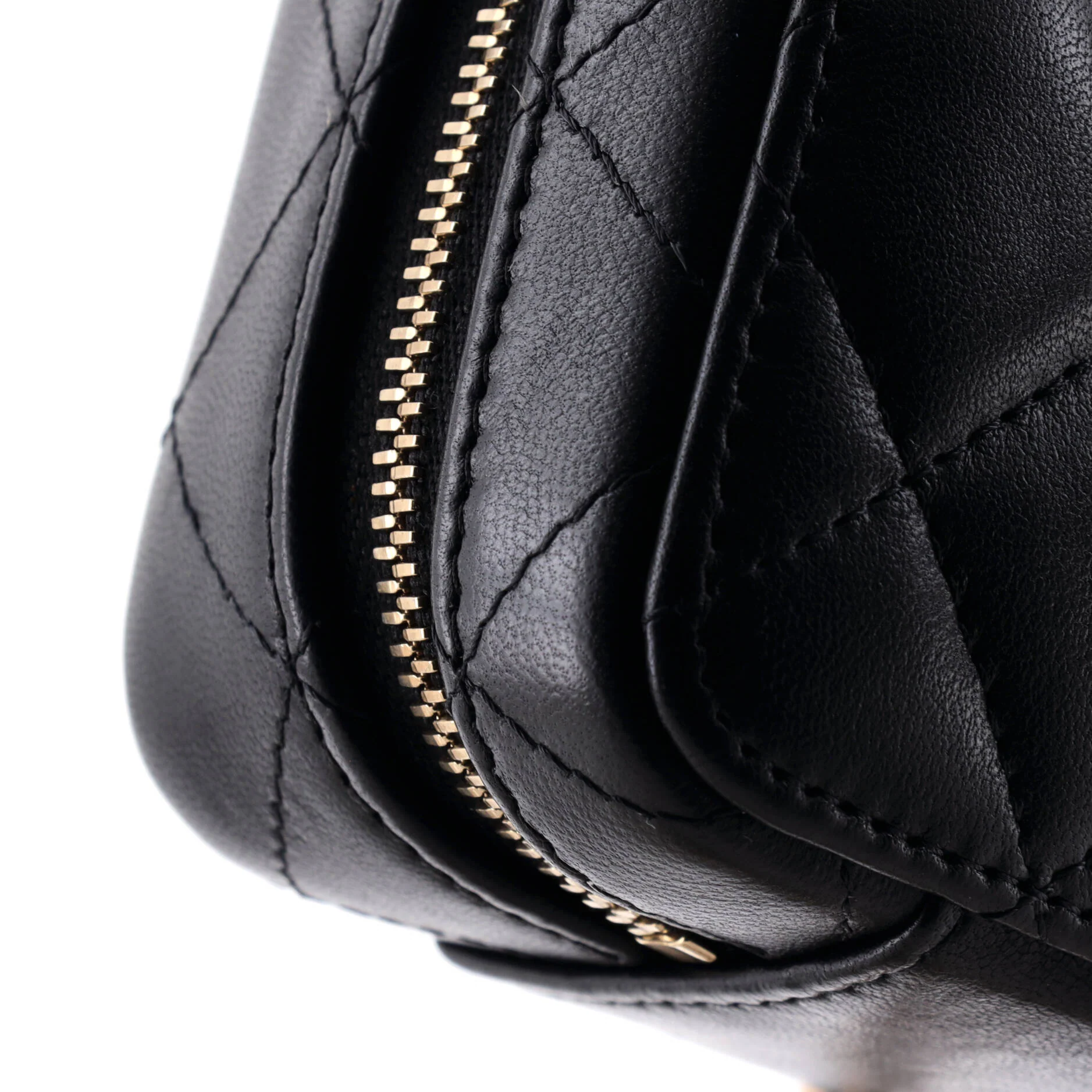 CC Chain Handle Zip Around Vanity Case with Chain Quilted Lambskin Mini - Image 6
