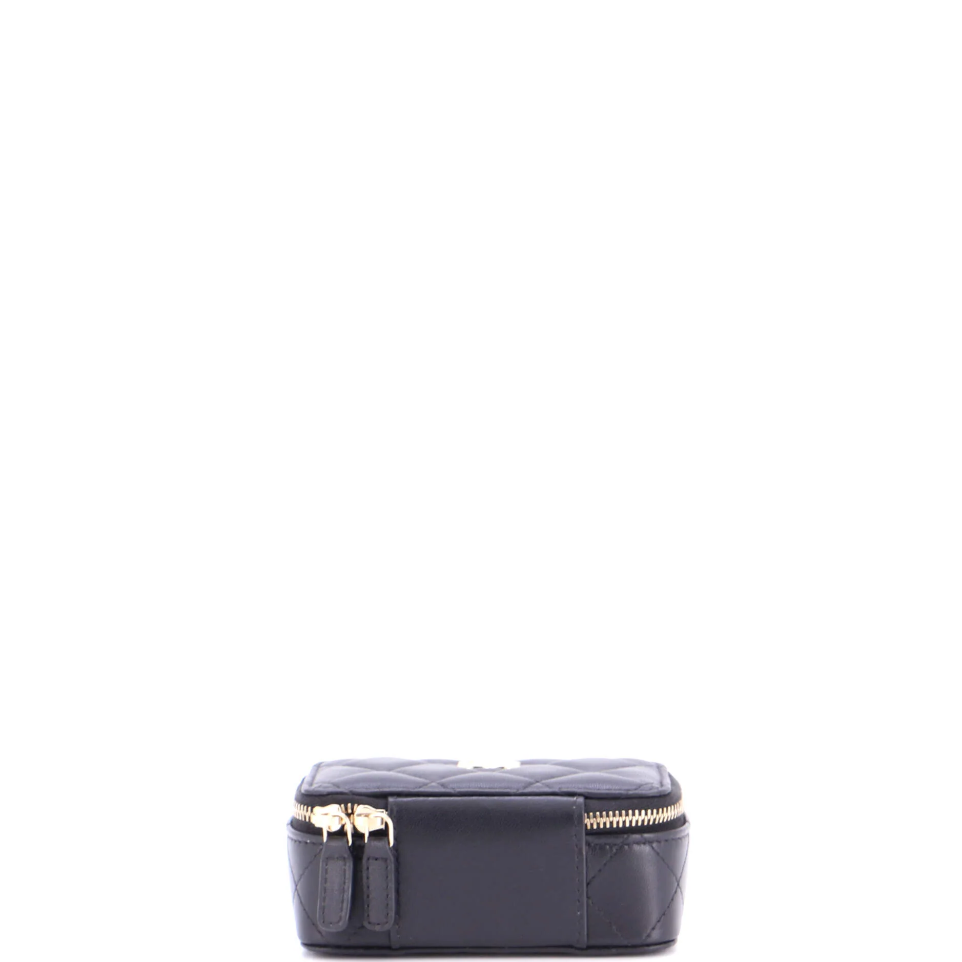 CC Chain Handle Zip Around Vanity Case with Chain Quilted Lambskin Mini - Image 5