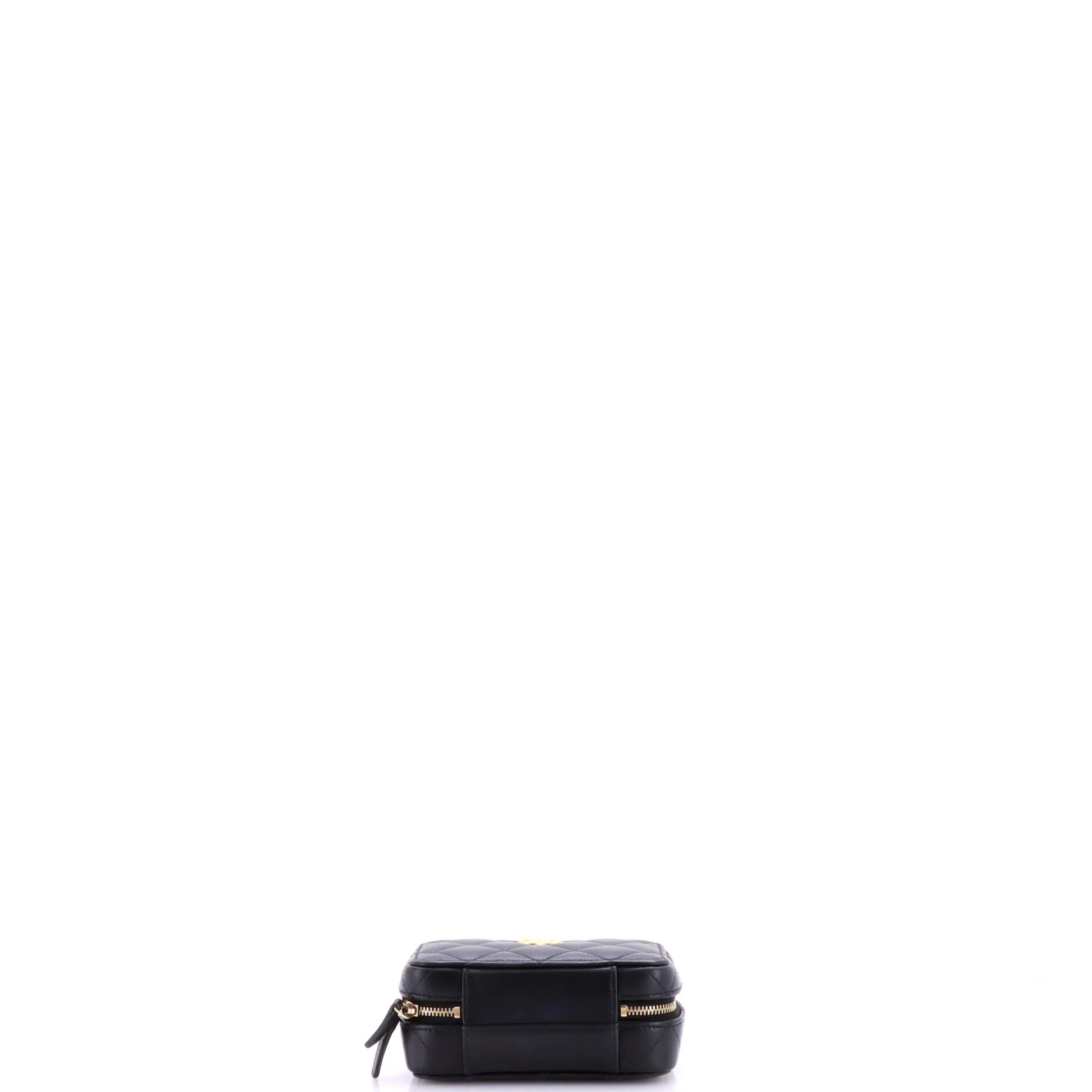 CC Chain Handle Zip Around Vanity Case with Chain Quilted Lambskin Mini - Image 4