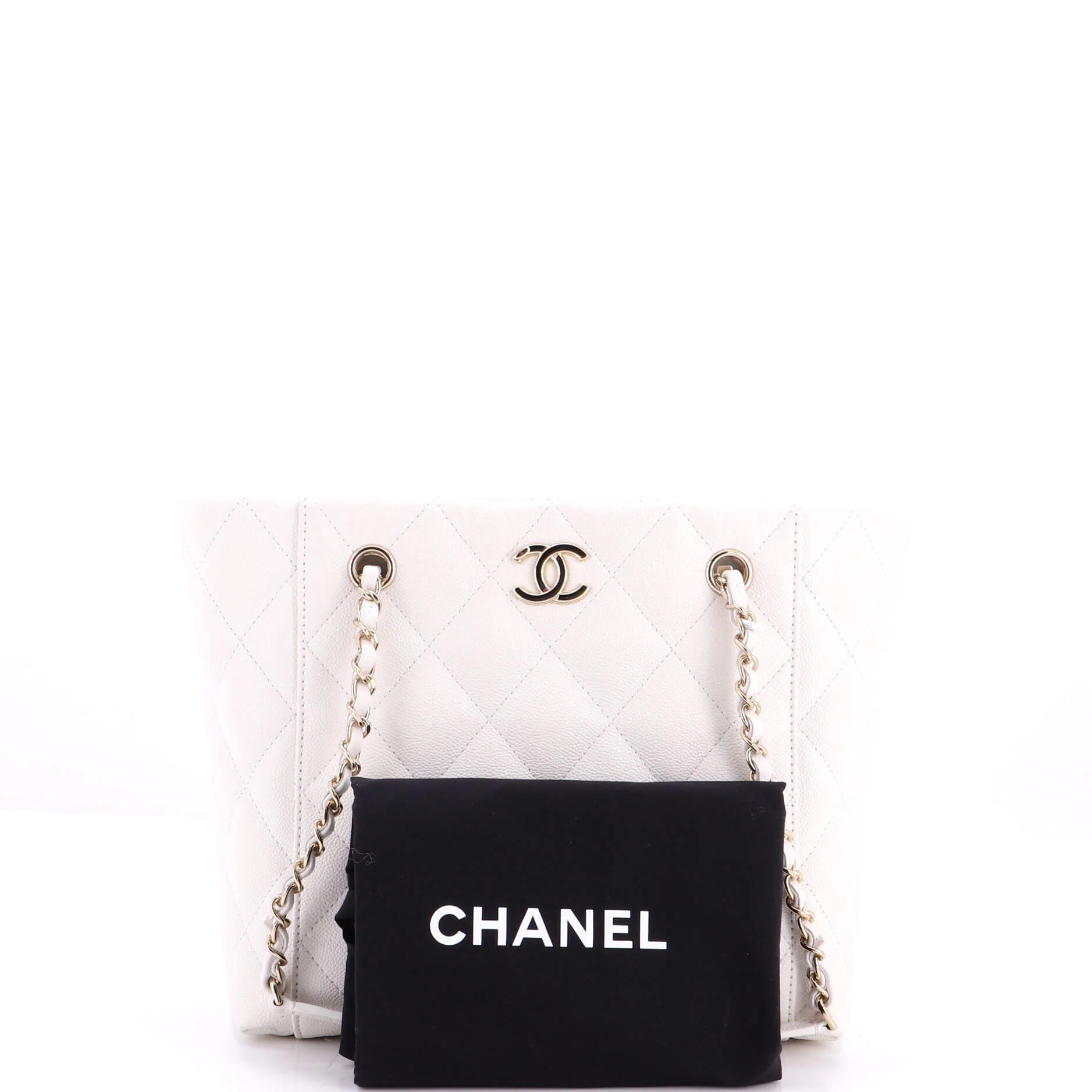 CC Daily Shopper Chain Tote Quilted Caviar Small - Image 2