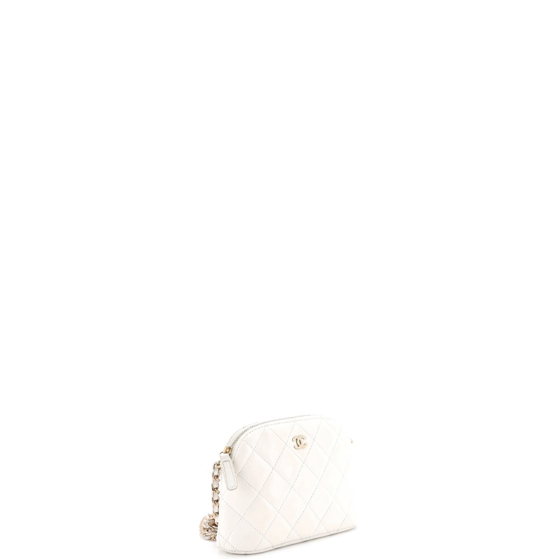 CC Dome Zip Clutch with Chain Quilted Caviar Mini - Image 2