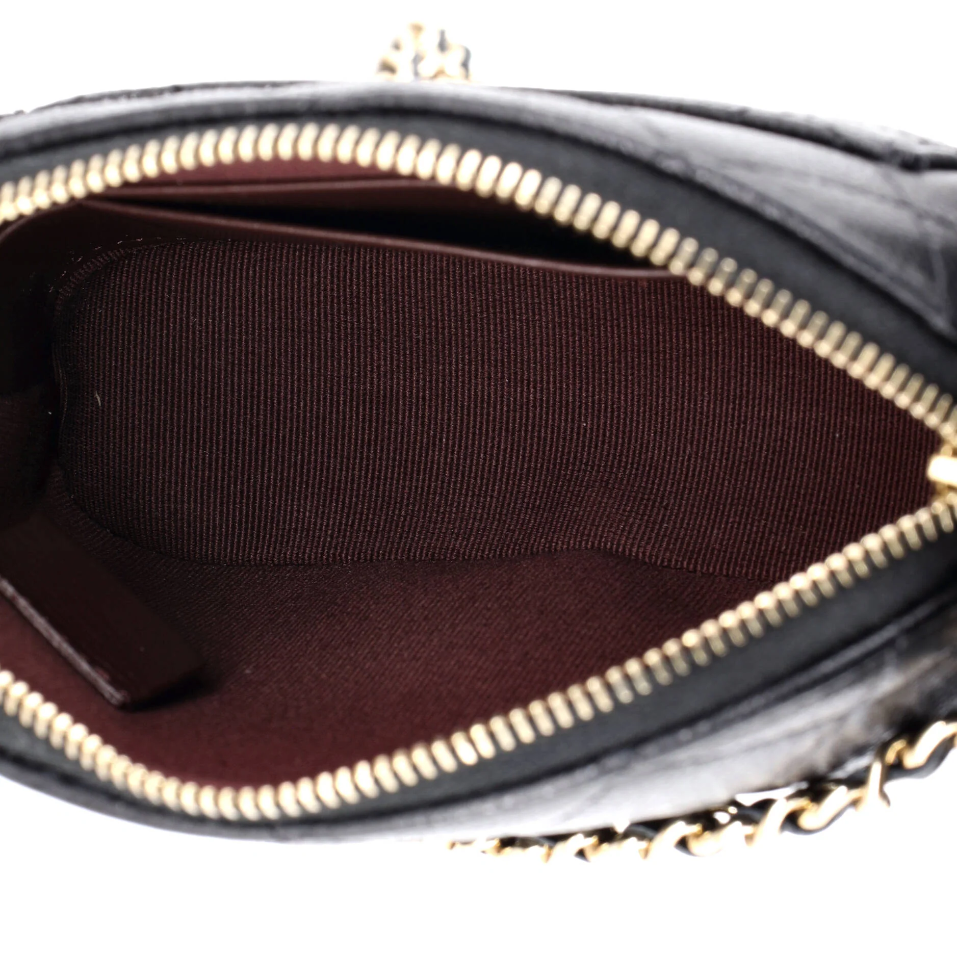 CC Dome Zip Clutch with Chain Quilted Caviar Mini - Image 5
