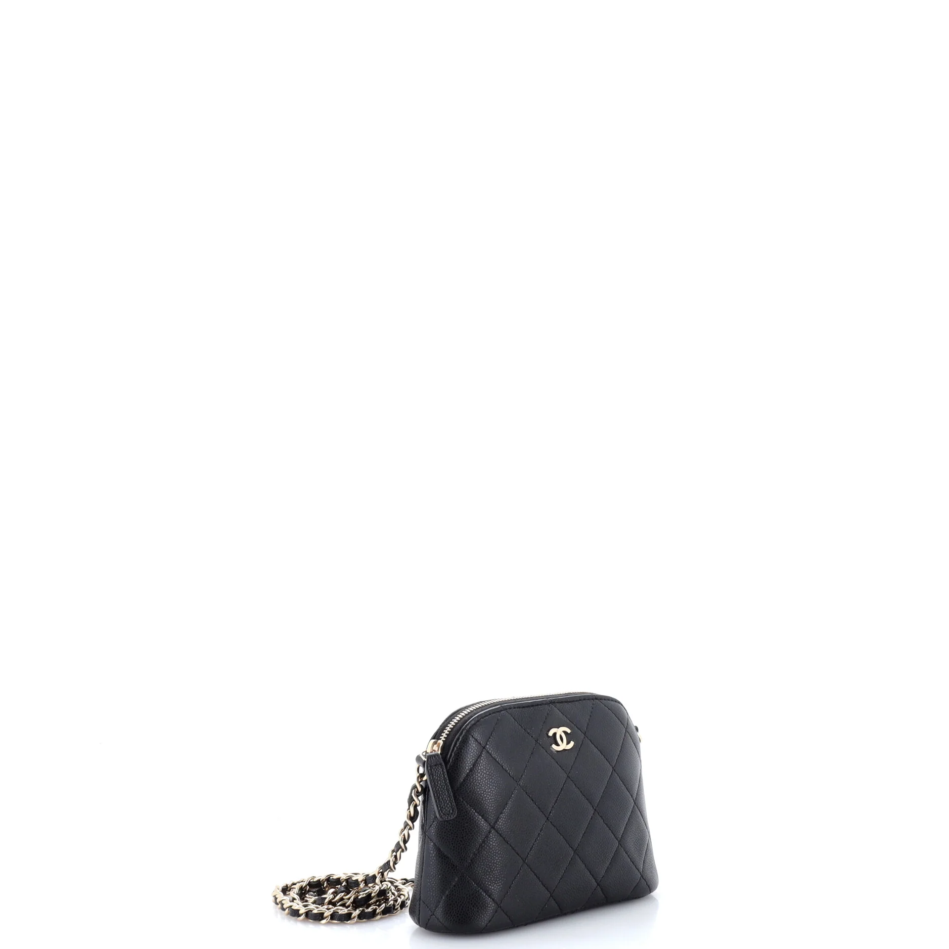 CC Dome Zip Clutch with Chain Quilted Caviar Mini - Image 2