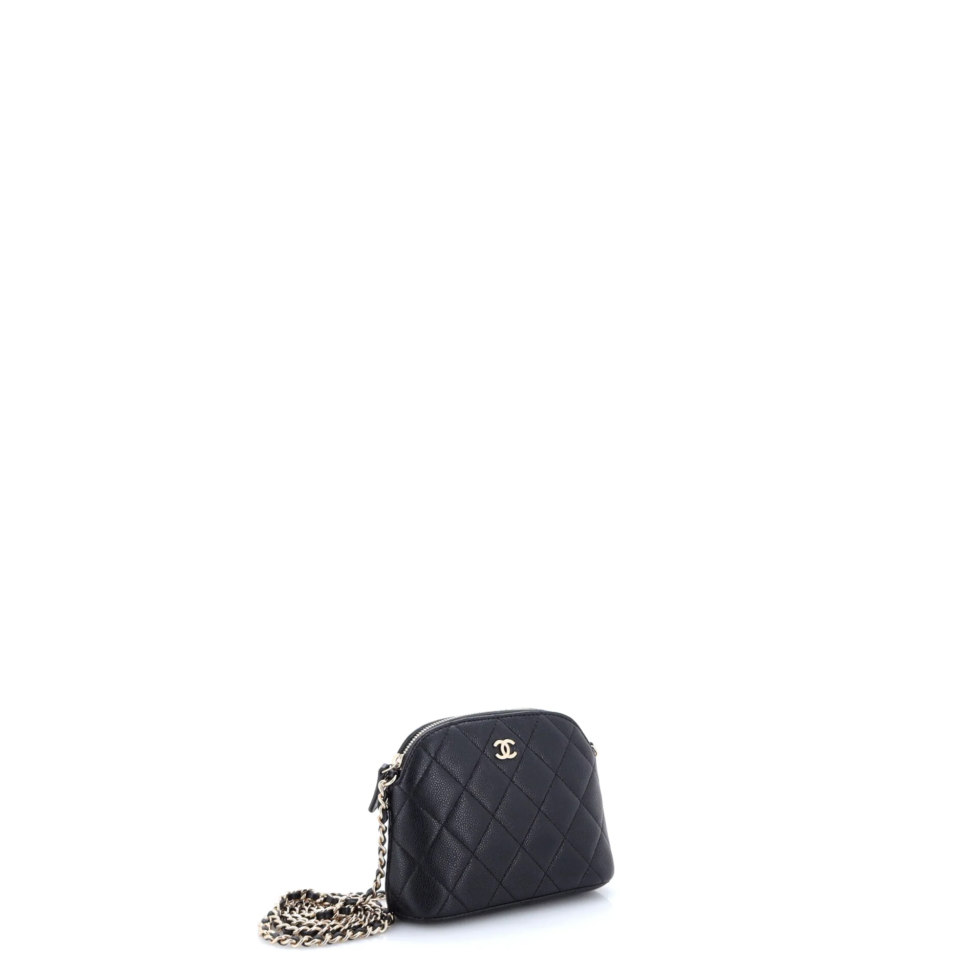 CC Dome Zip Clutch with Chain Quilted Caviar Mini - Image 2