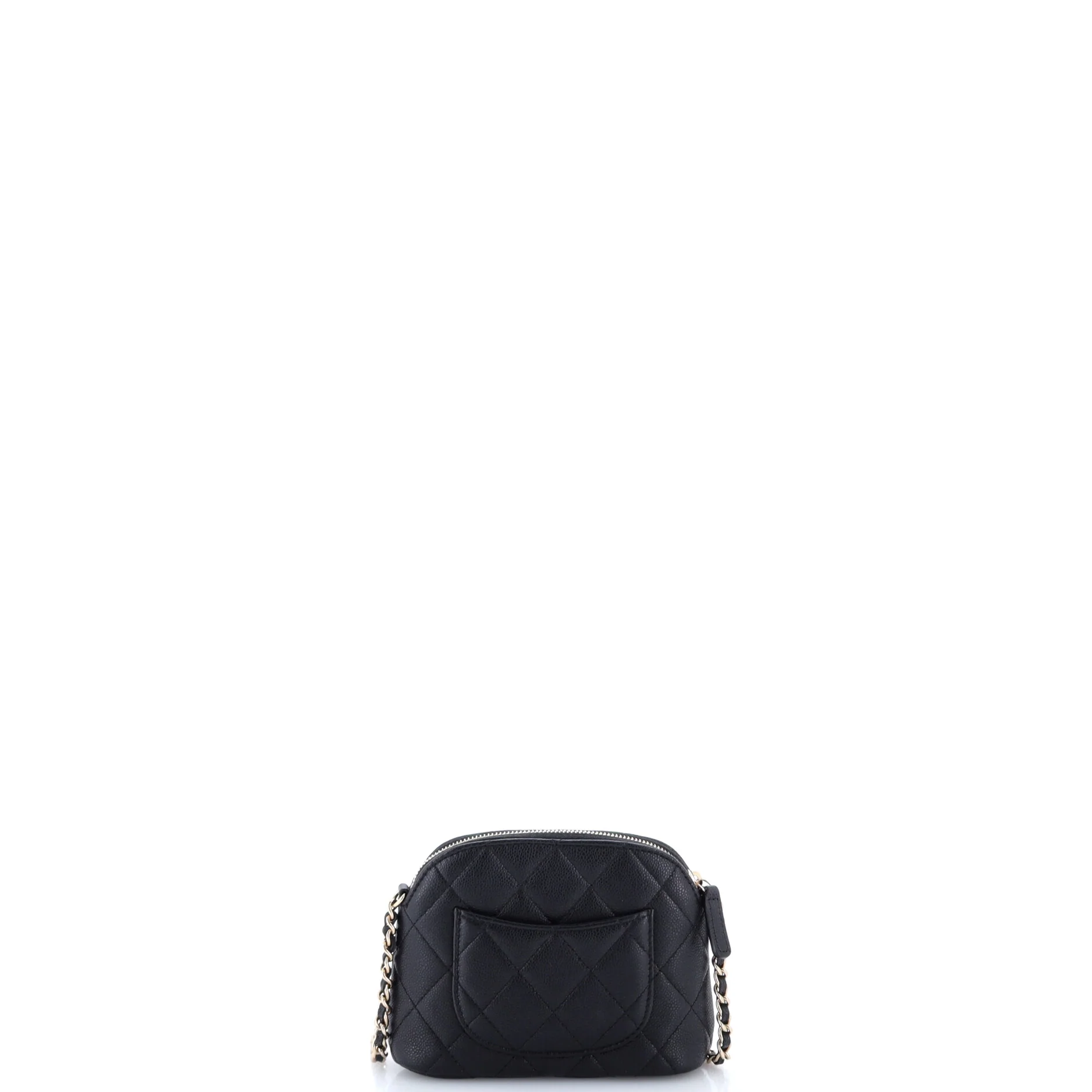 CC Dome Zip Clutch with Chain Quilted Caviar Mini - Image 3