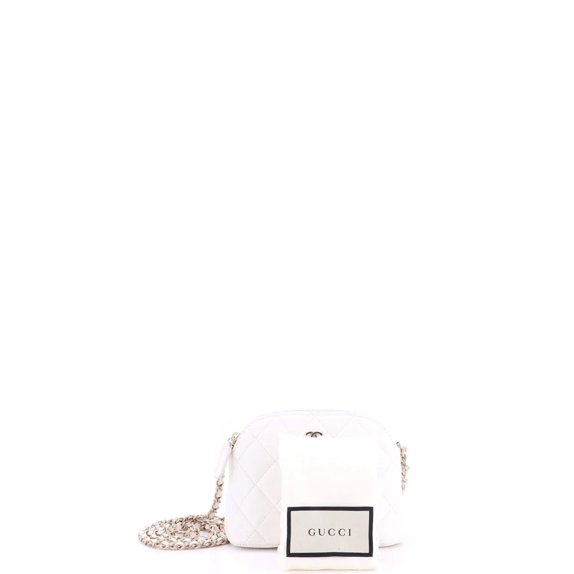 CC Dome Zip Clutch with Chain Quilted Caviar Mini - Image 2
