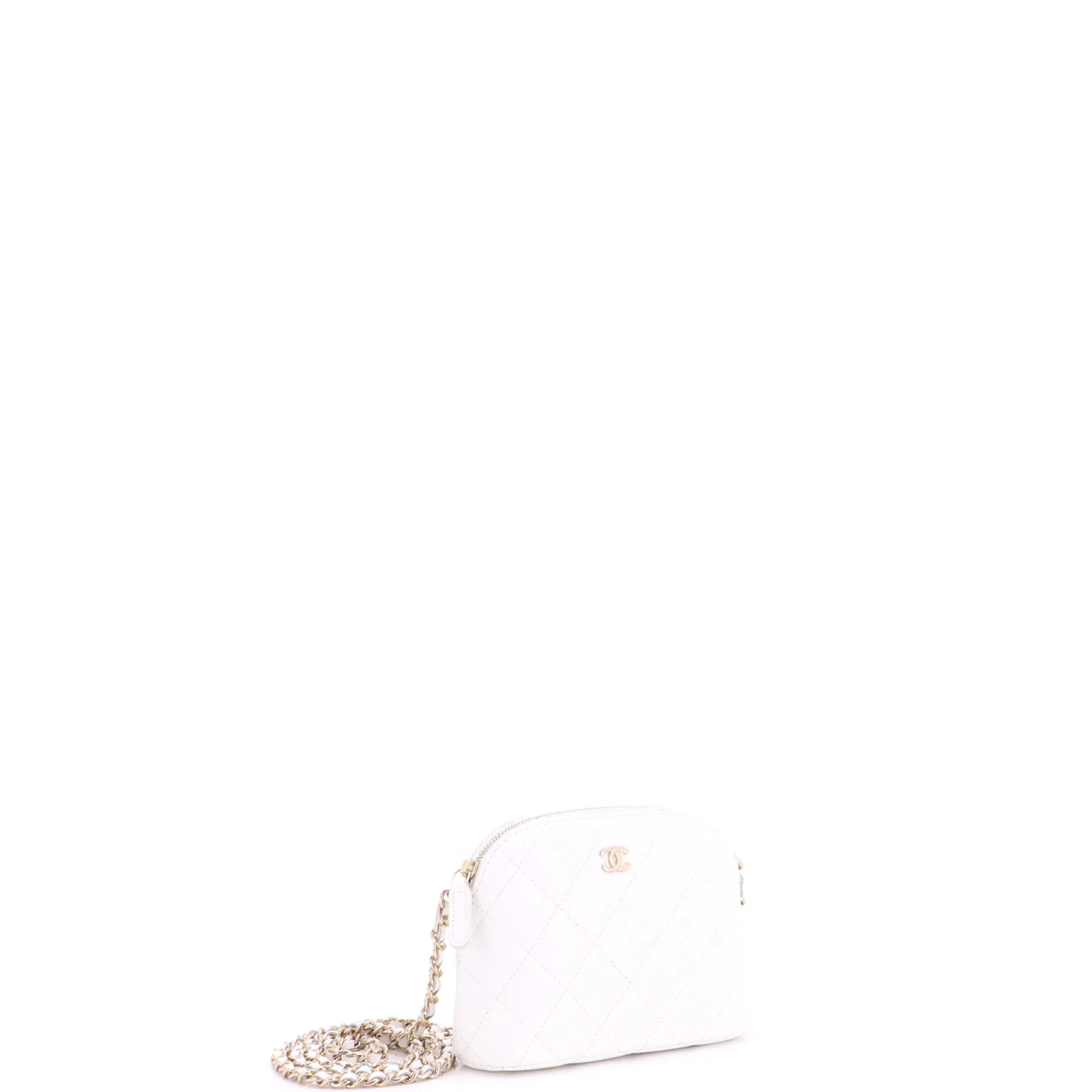 CC Dome Zip Clutch with Chain Quilted Caviar Mini - Image 3