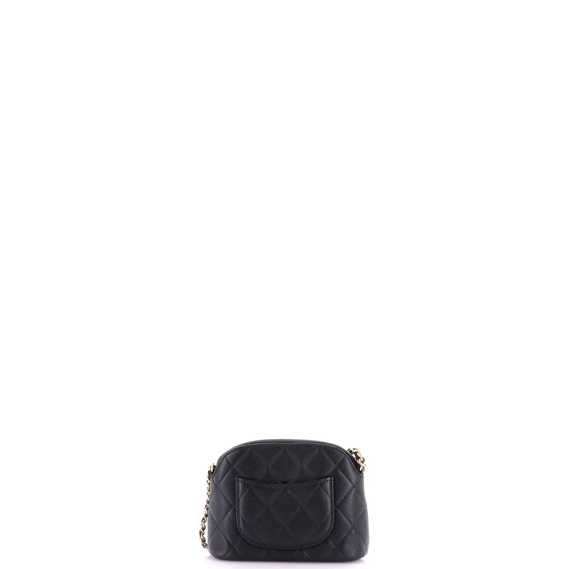 CC Dome Zip Clutch with Chain Quilted Caviar Mini - Image 3
