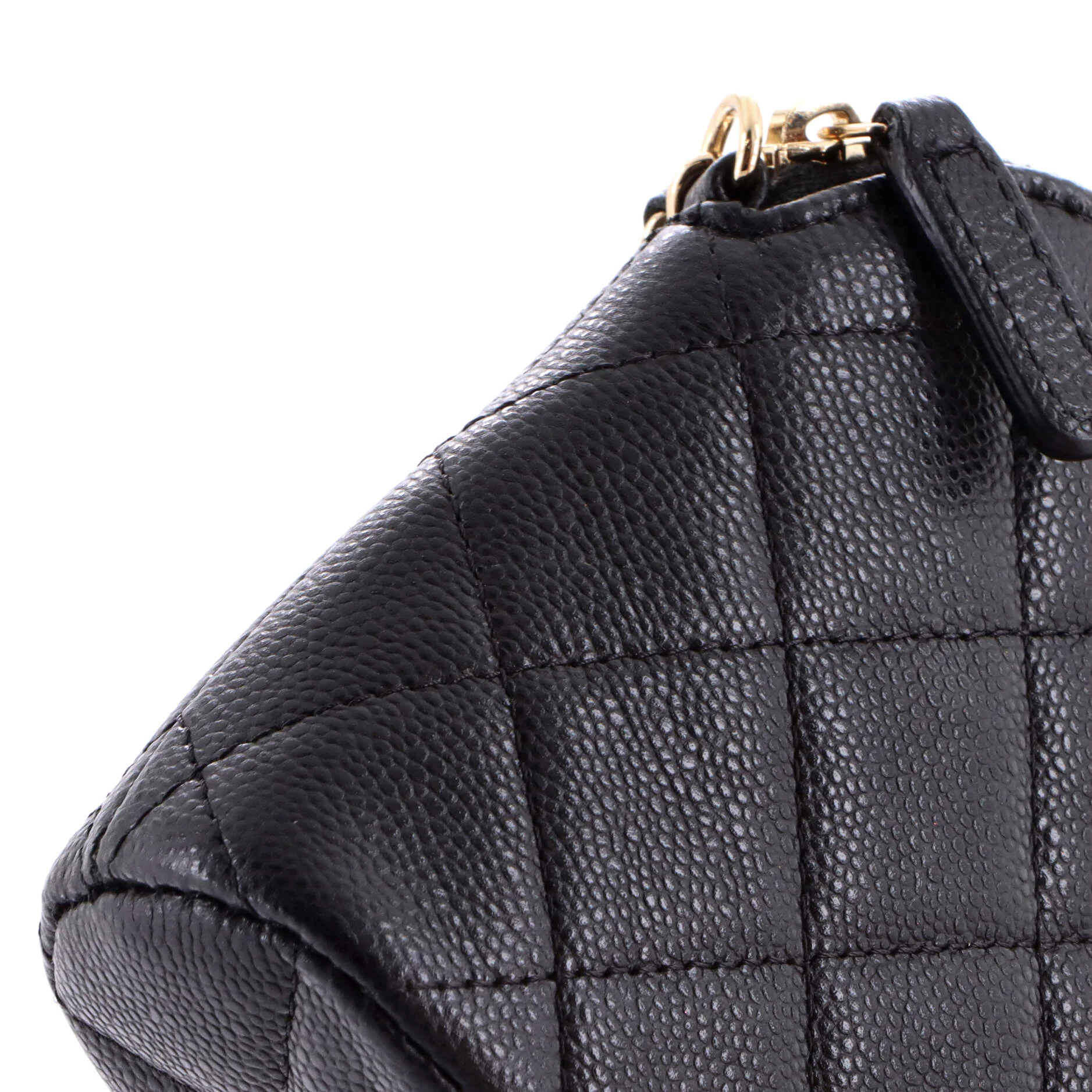 CC Dome Zip Clutch with Chain Quilted Caviar Mini - Image 6