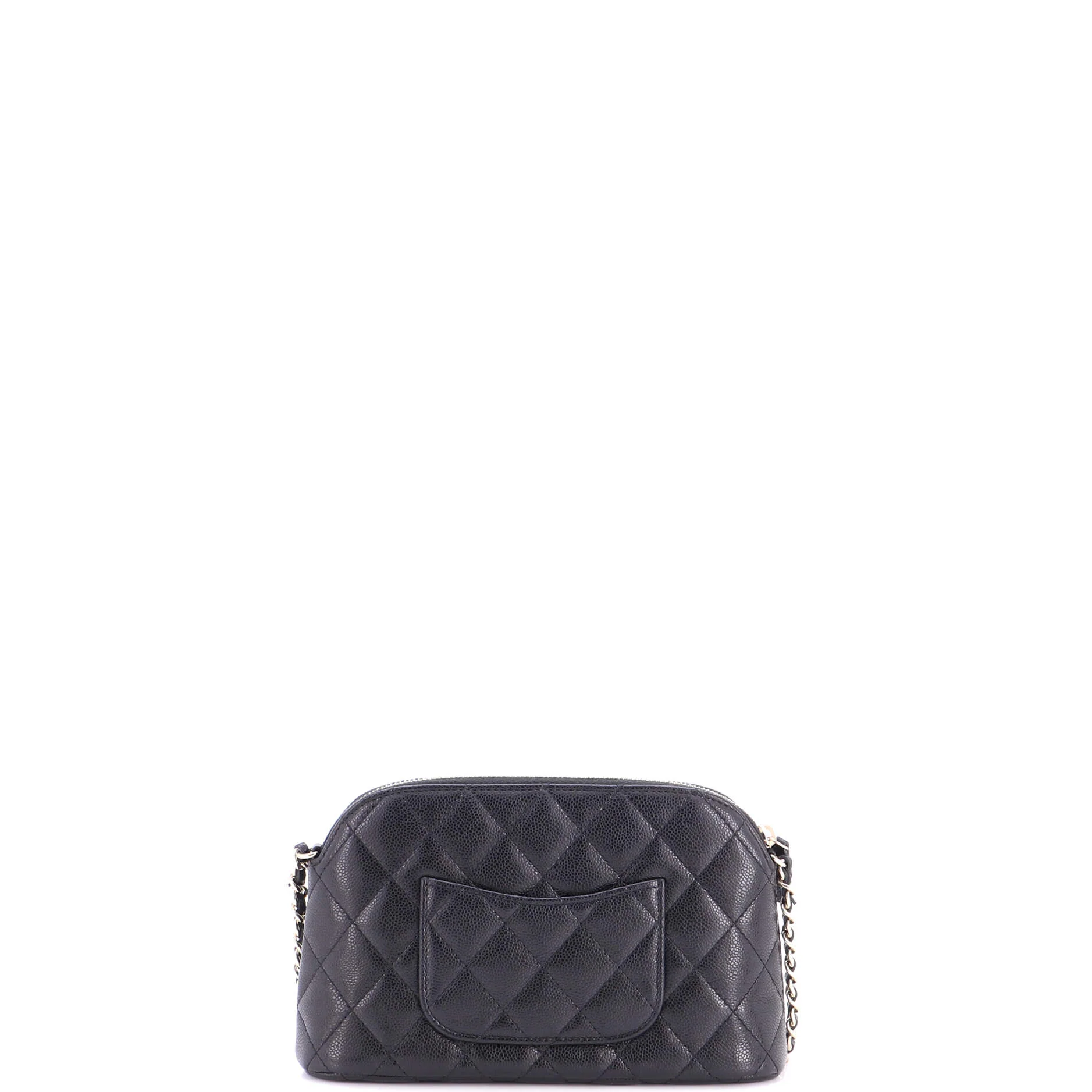 CC Dome Zip Clutch with Chain Quilted Caviar Small - Image 3