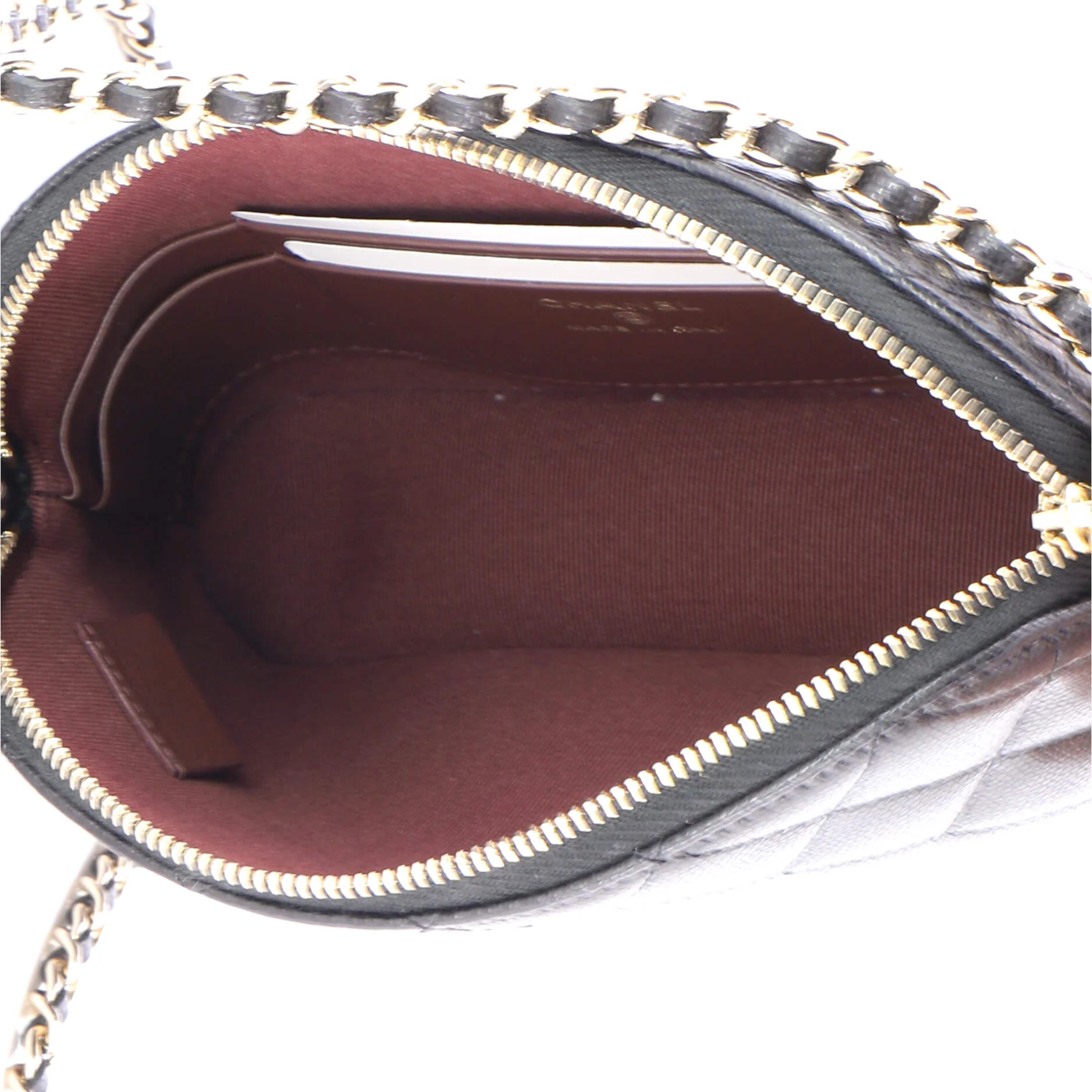 CC Dome Zip Clutch with Chain Quilted Caviar Small - Image 5