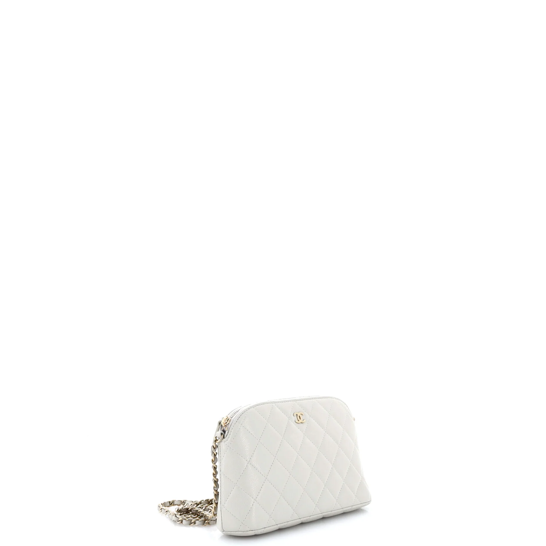 CC Dome Zip Clutch with Chain Quilted Caviar Small - Image 2