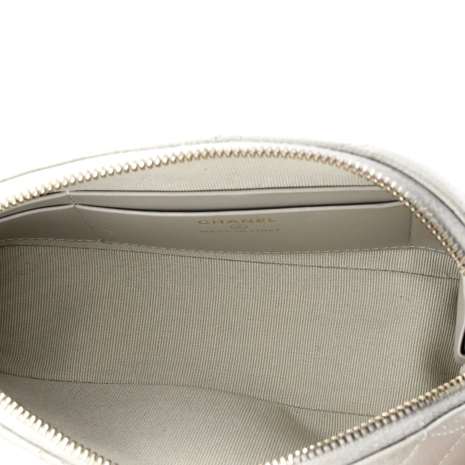 CC Dome Zip Clutch with Chain Quilted Caviar Small - Image 5
