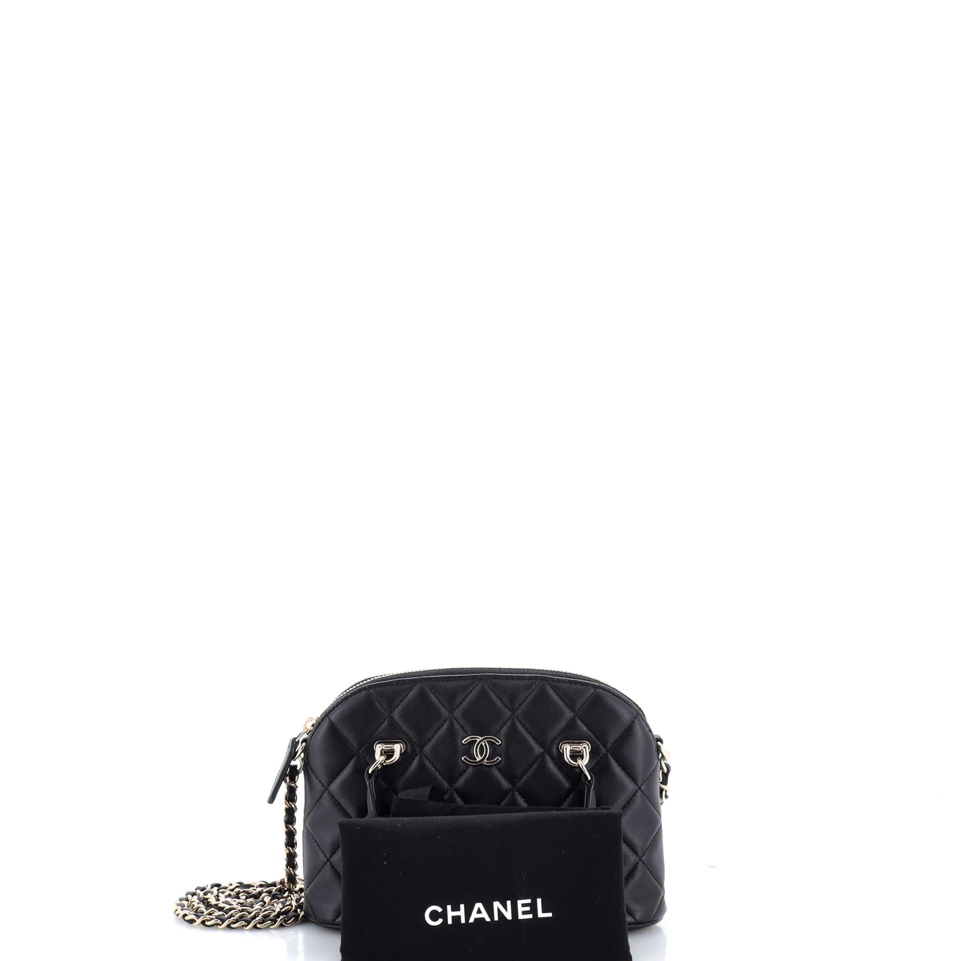 CC Dome Zip Shopping Bag Quilt Lambskin Mini - Image 2