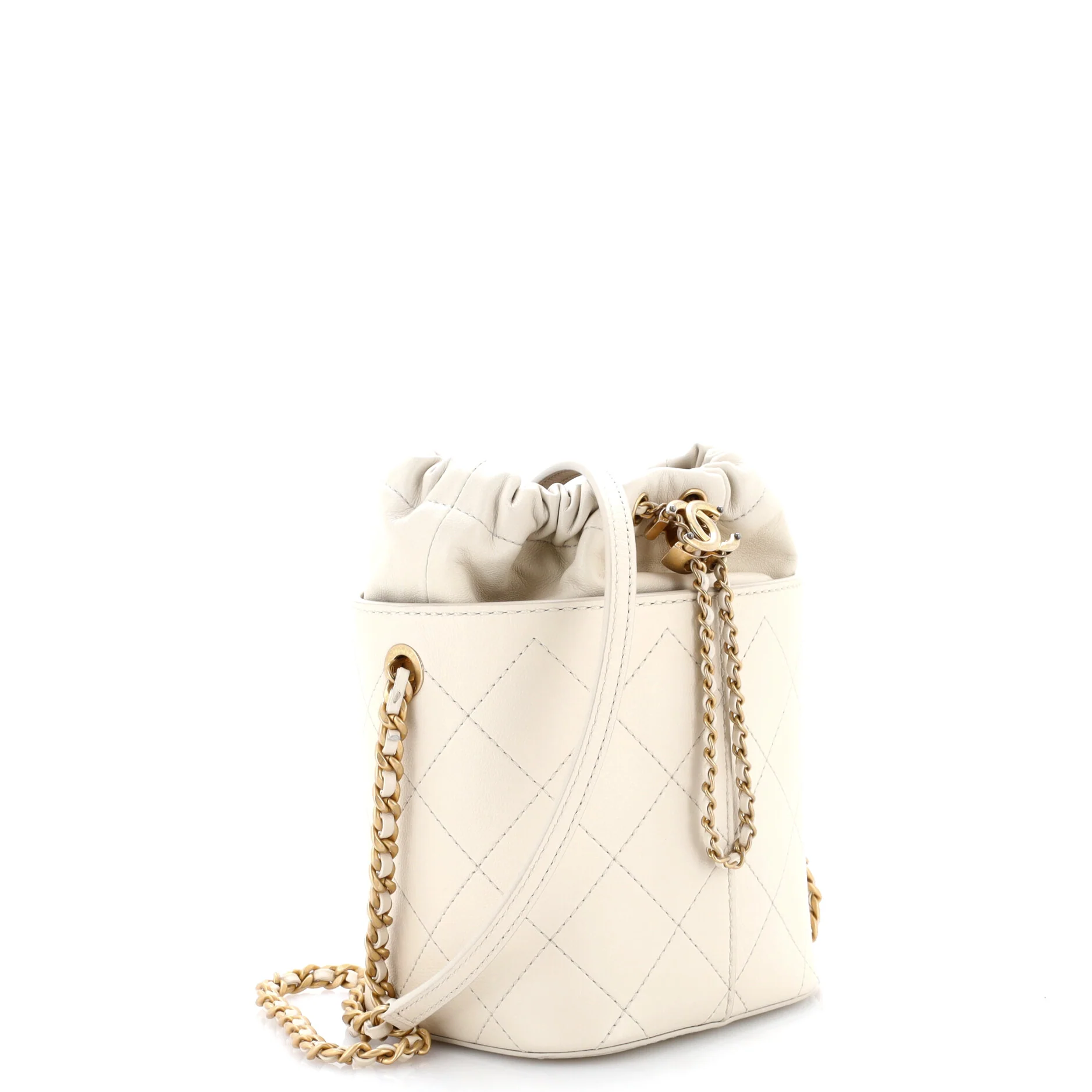 CC Drawstring Bucket Crossbody Bag Stitched Calfskin Medium - Image 2