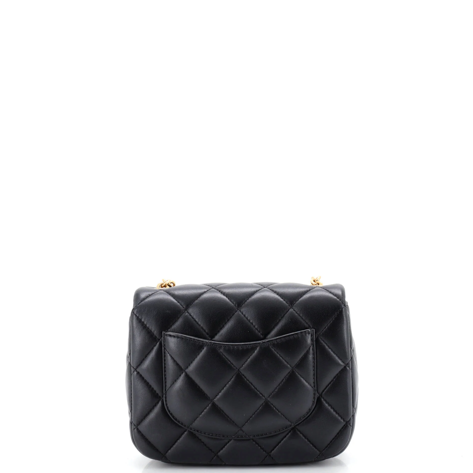 CC Enamel Pearl Charm Me Square Flap Bag Quilted Lambskin Mini - Image 3