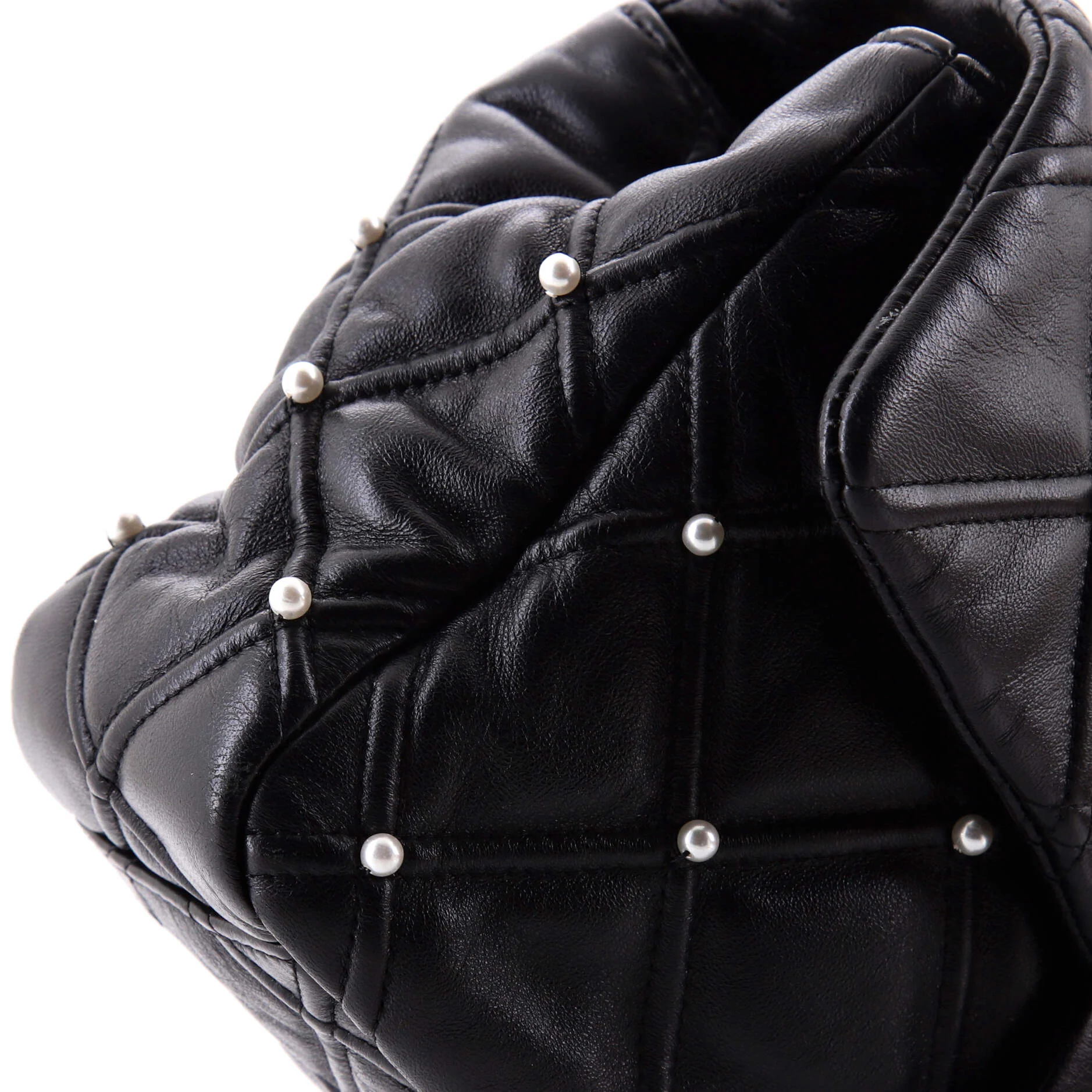 CC Flap Bag Pearl Studded Quilted Lambskin Medium - Image 6