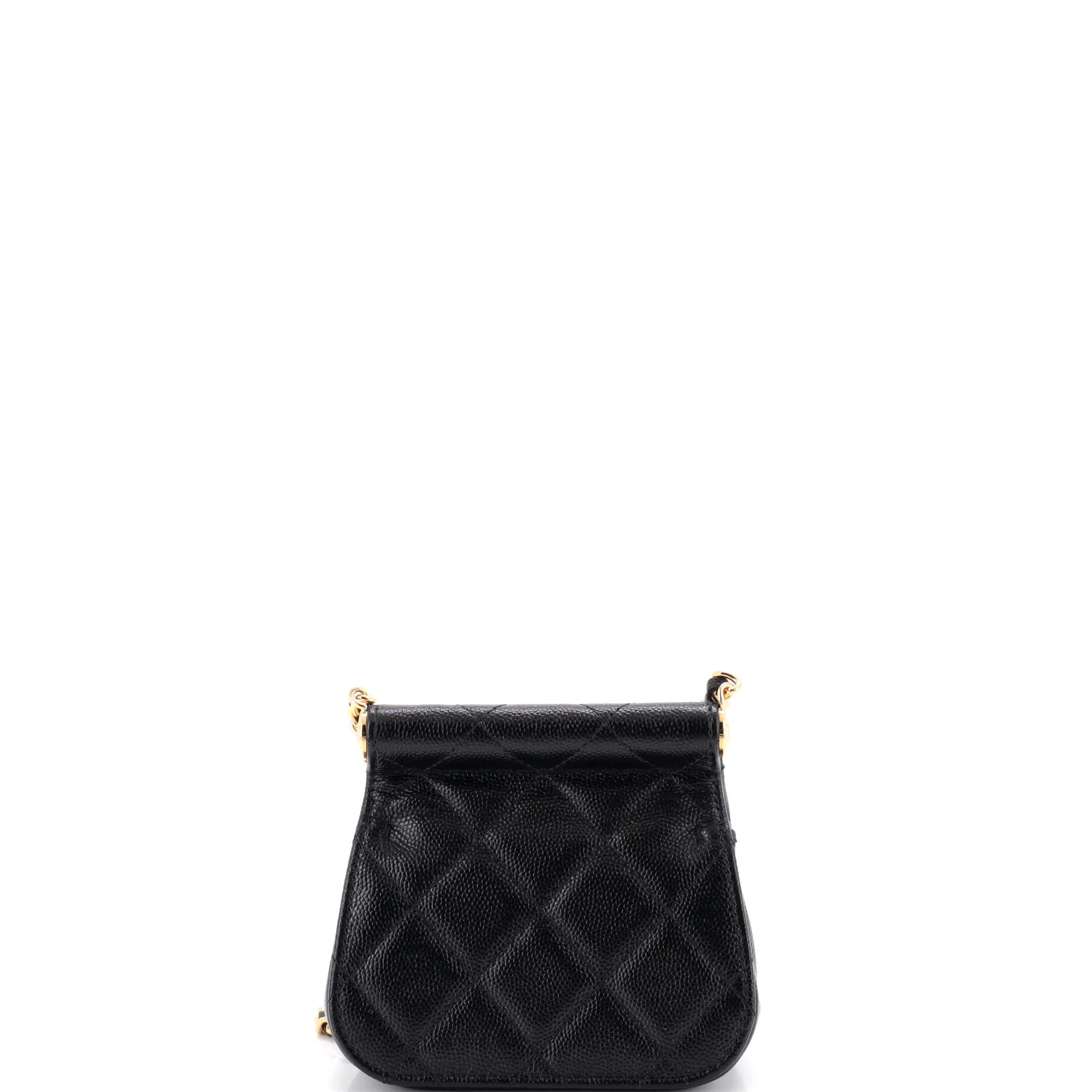 CC Frame Flap Clutch with Chain Quilted Caviar - Image 3