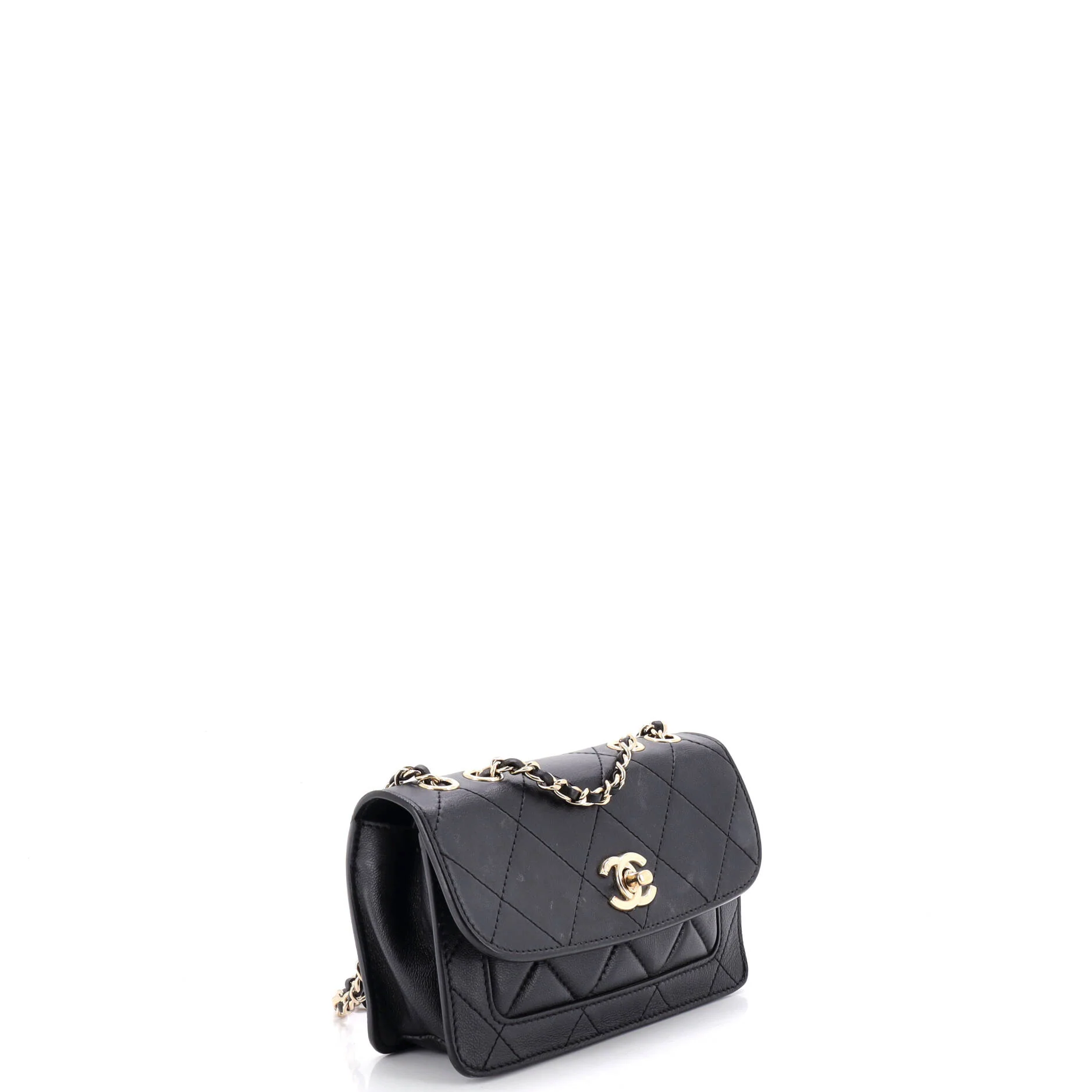 CC Front Pocket Flap Bag Stitched Calfskin Small - Image 2
